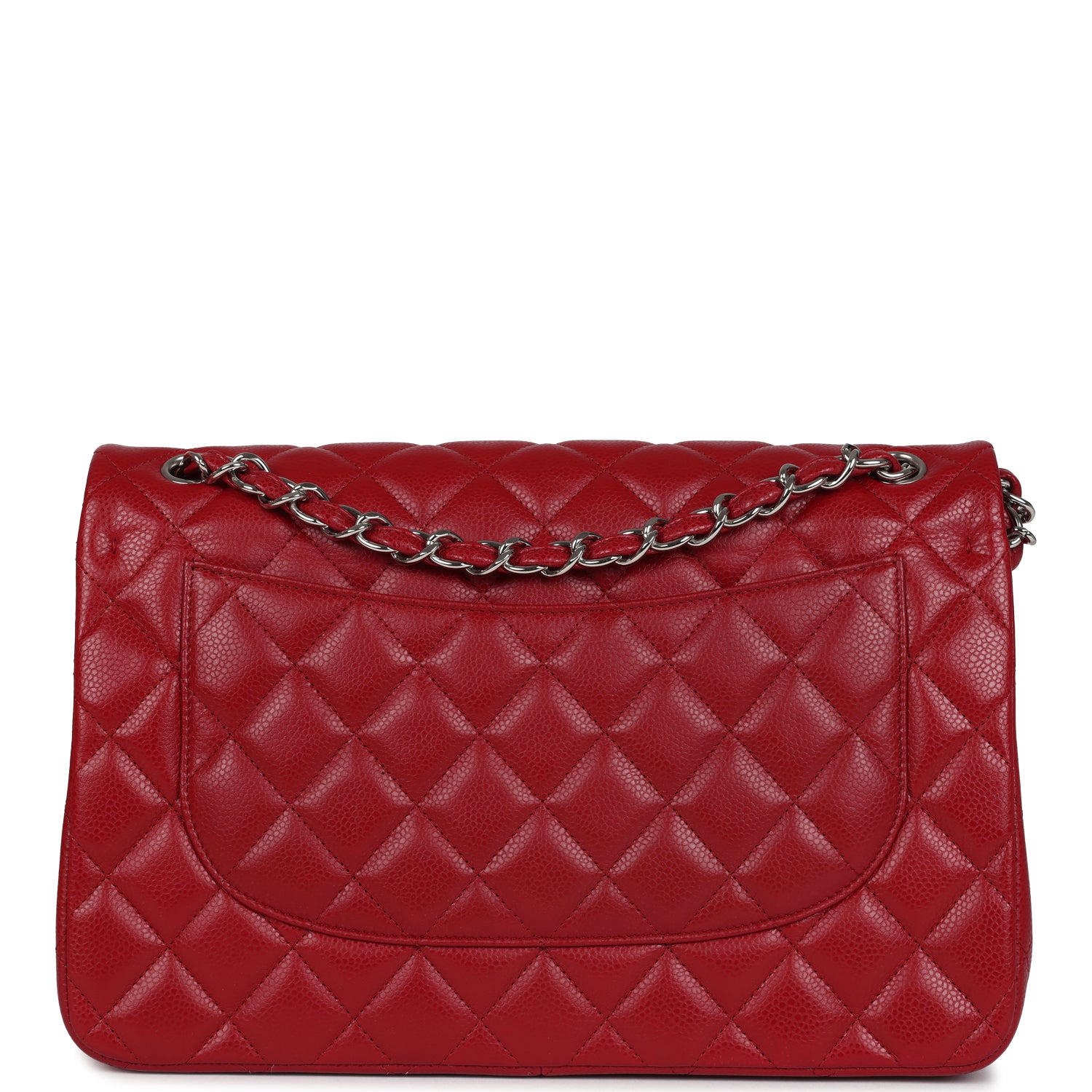 Chanel Jumbo Classic Double Flap Bag Red Caviar Silver Hardware
