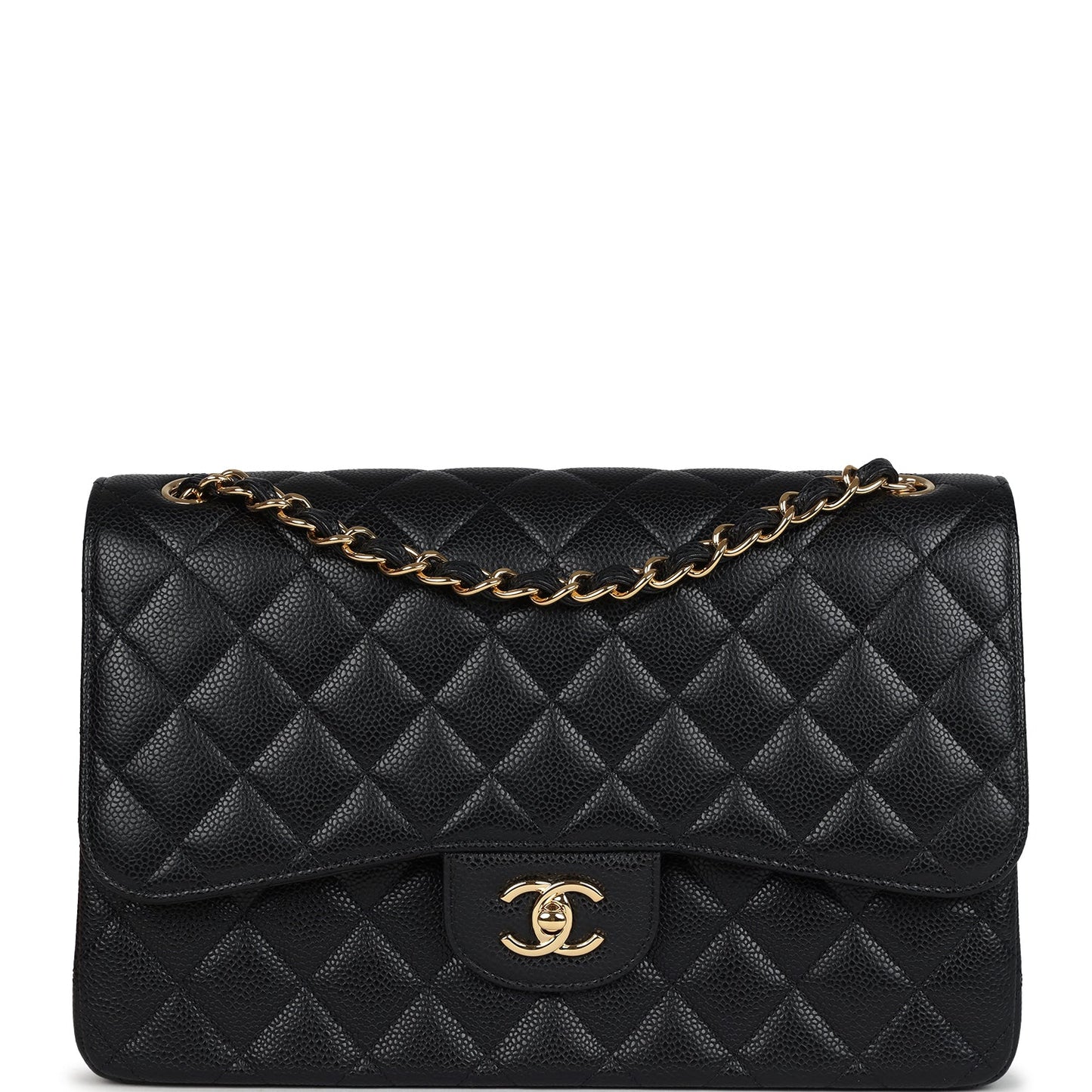Chanel Jumbo Classic Double Flap Bag Black Caviar Gold Hardware