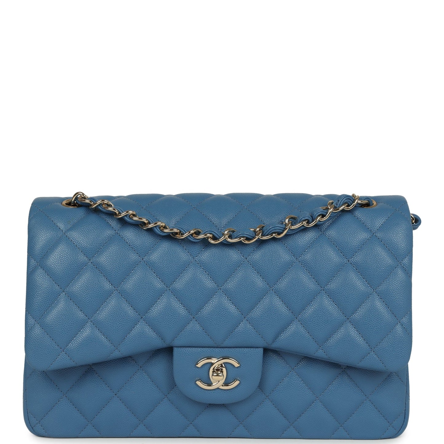 Chanel Jumbo Classic Double Flap Bag Blue Caviar Silver Hardware