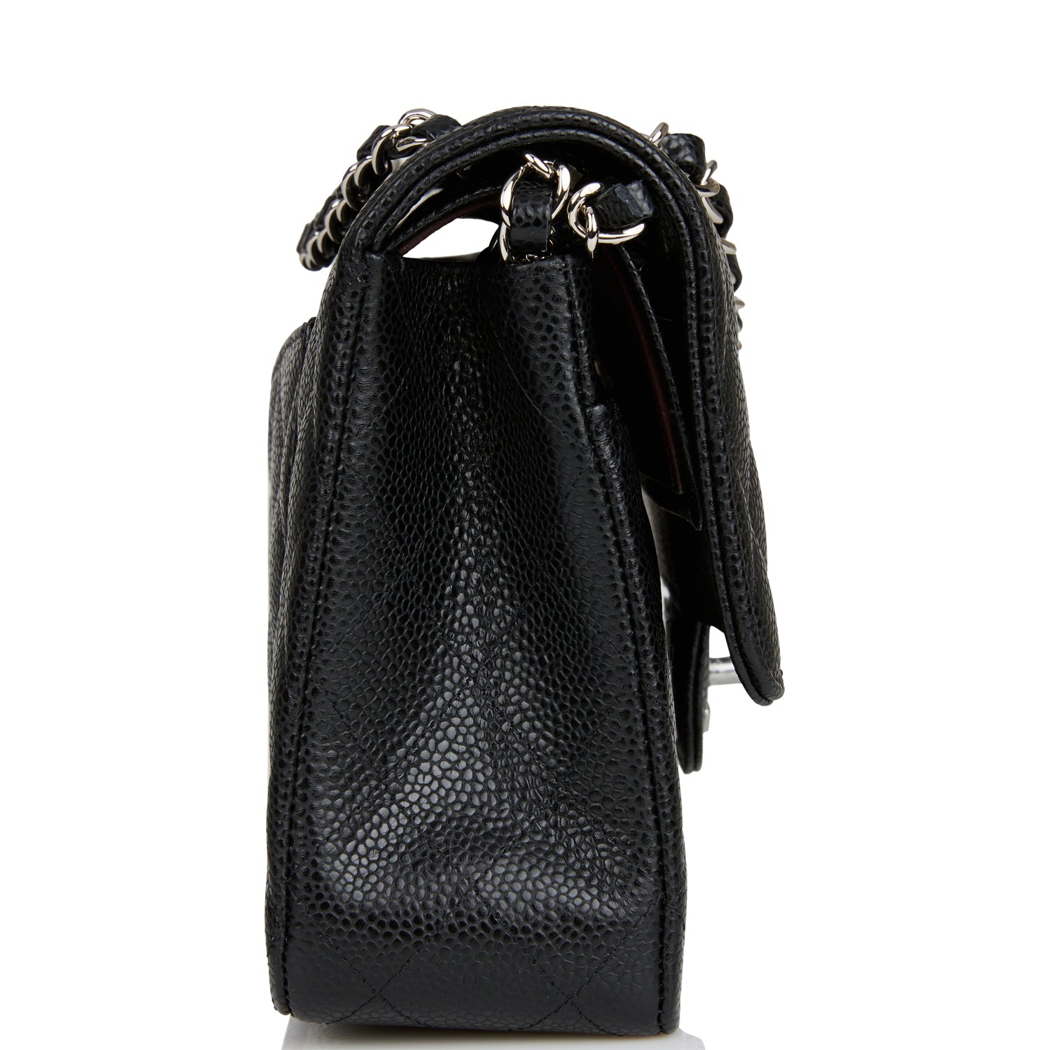 Chanel Medium Classic Double Flap Bag Black Quilted Caviar Silver Hardware