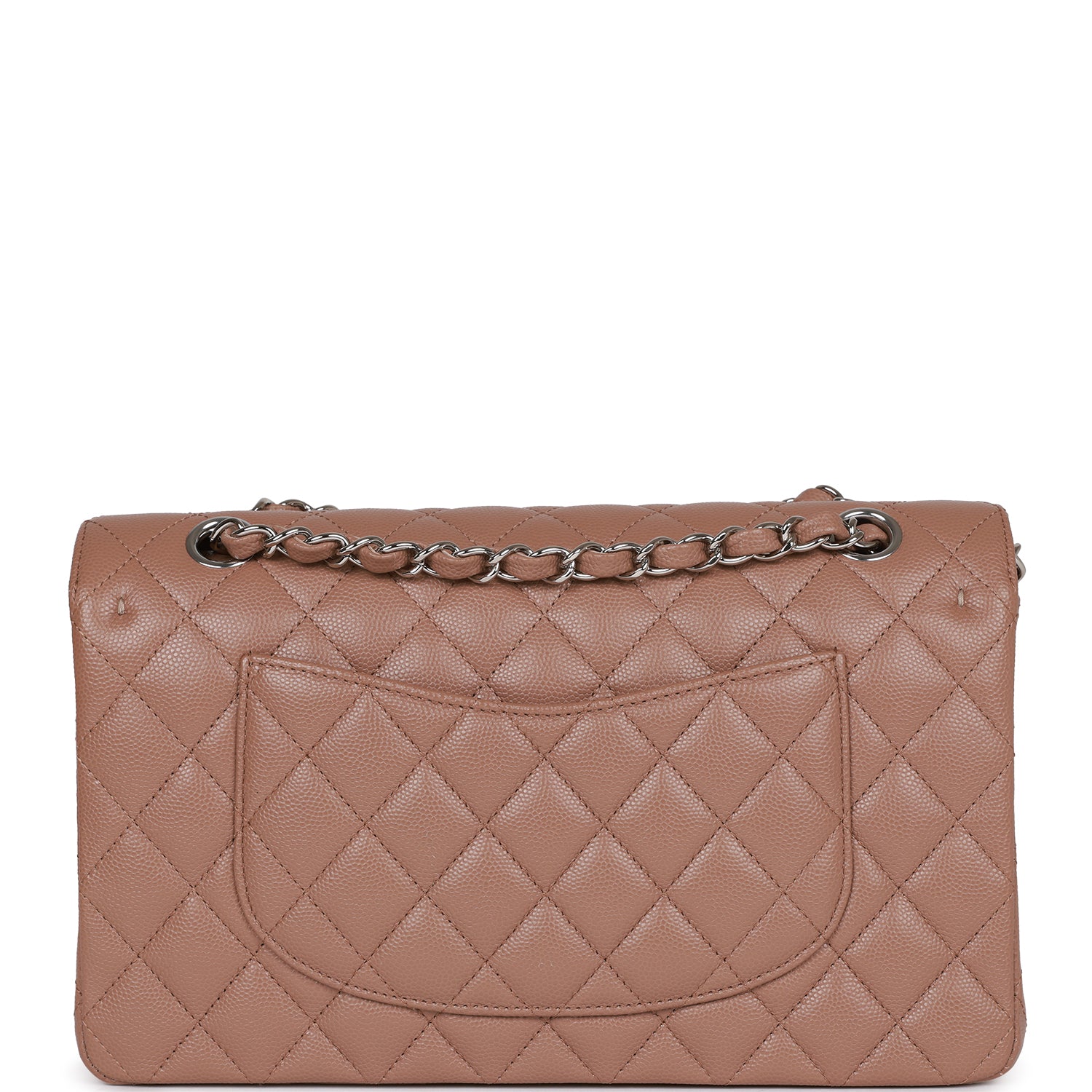 Chanel Medium Classic Double Flap Bag Beige Caviar Silver Hardware