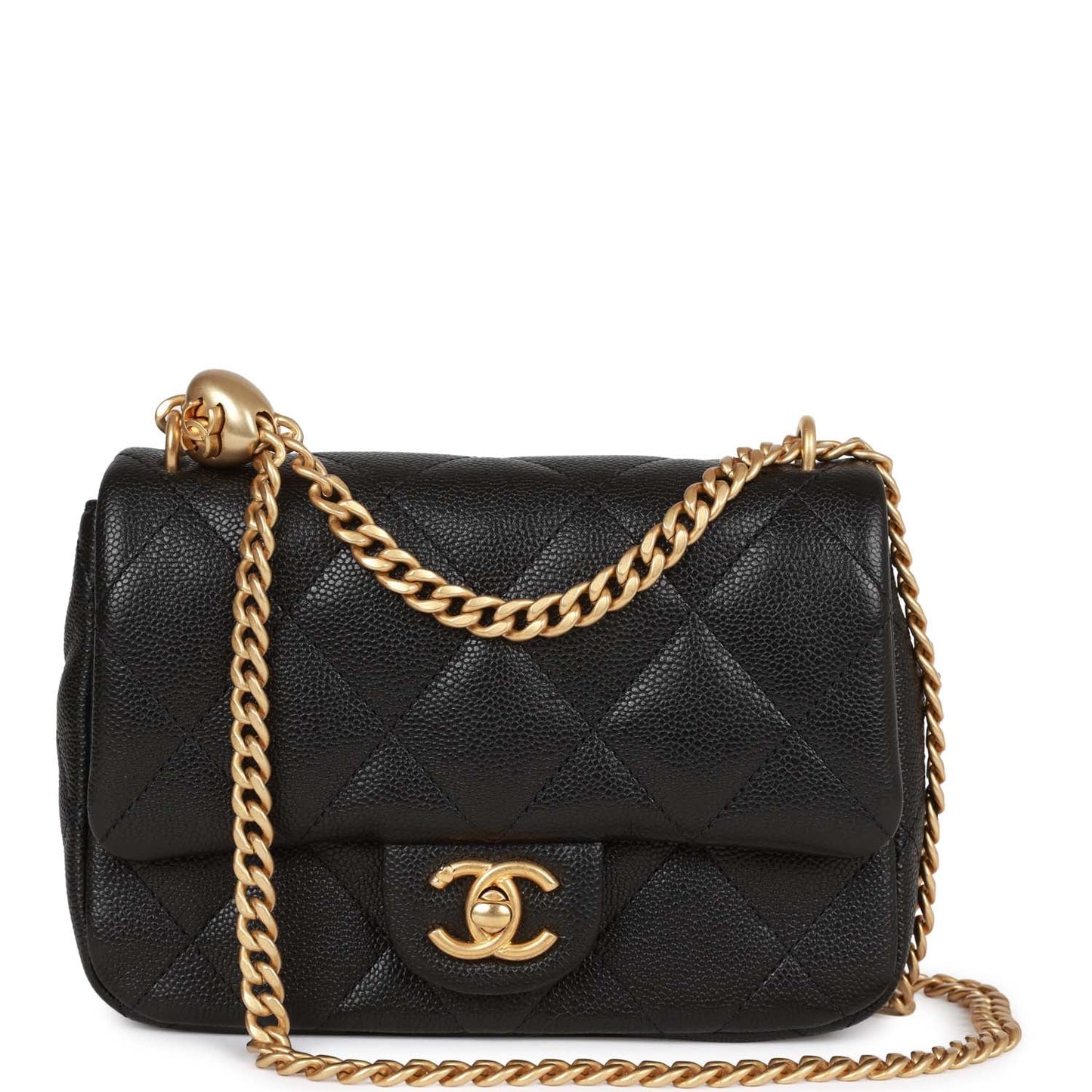 Chanel Sweetheart Crush Mini Rectangular Flap Bag Black Caviar Antique Gold Hardware