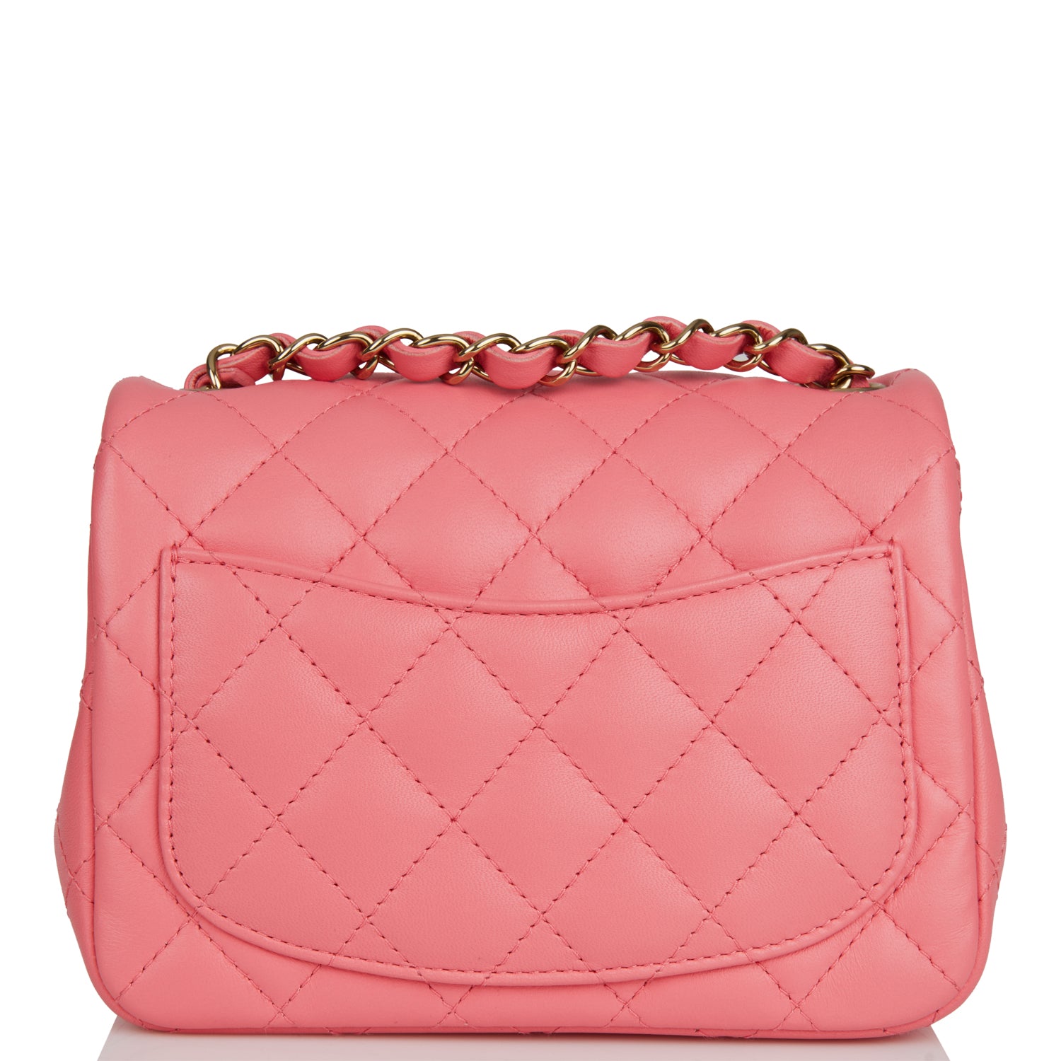 Chanel Mini Square Flap Bag Pink Lambskin Light Gold Hardware