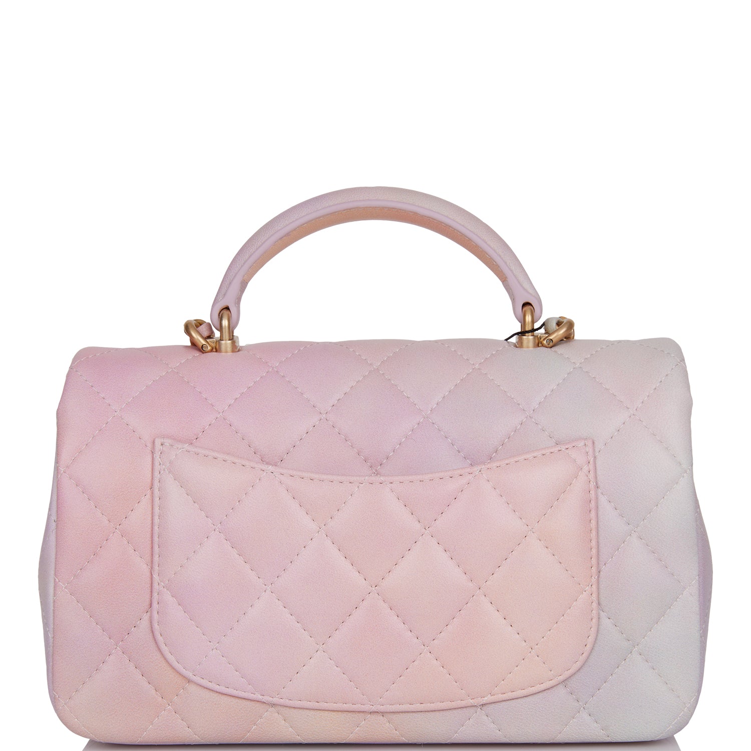 Chanel Mini Rectangular Flap Bag with Top Handle Light Pink Ombre Lambskin Antique Gold Hardware