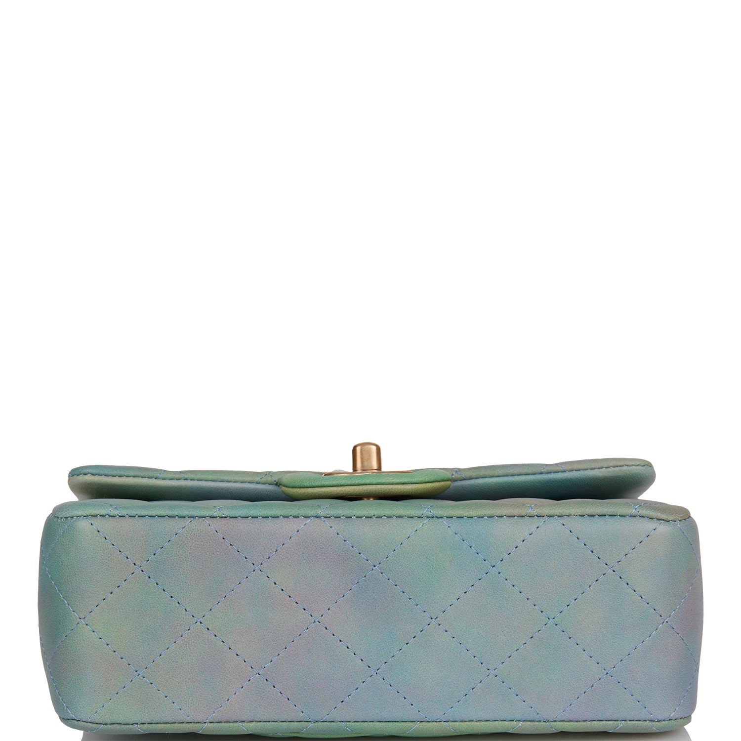 Chanel Mini Rectangular Flap Bag with Top Handle Green Ombre Lambskin Antique Gold Hardware