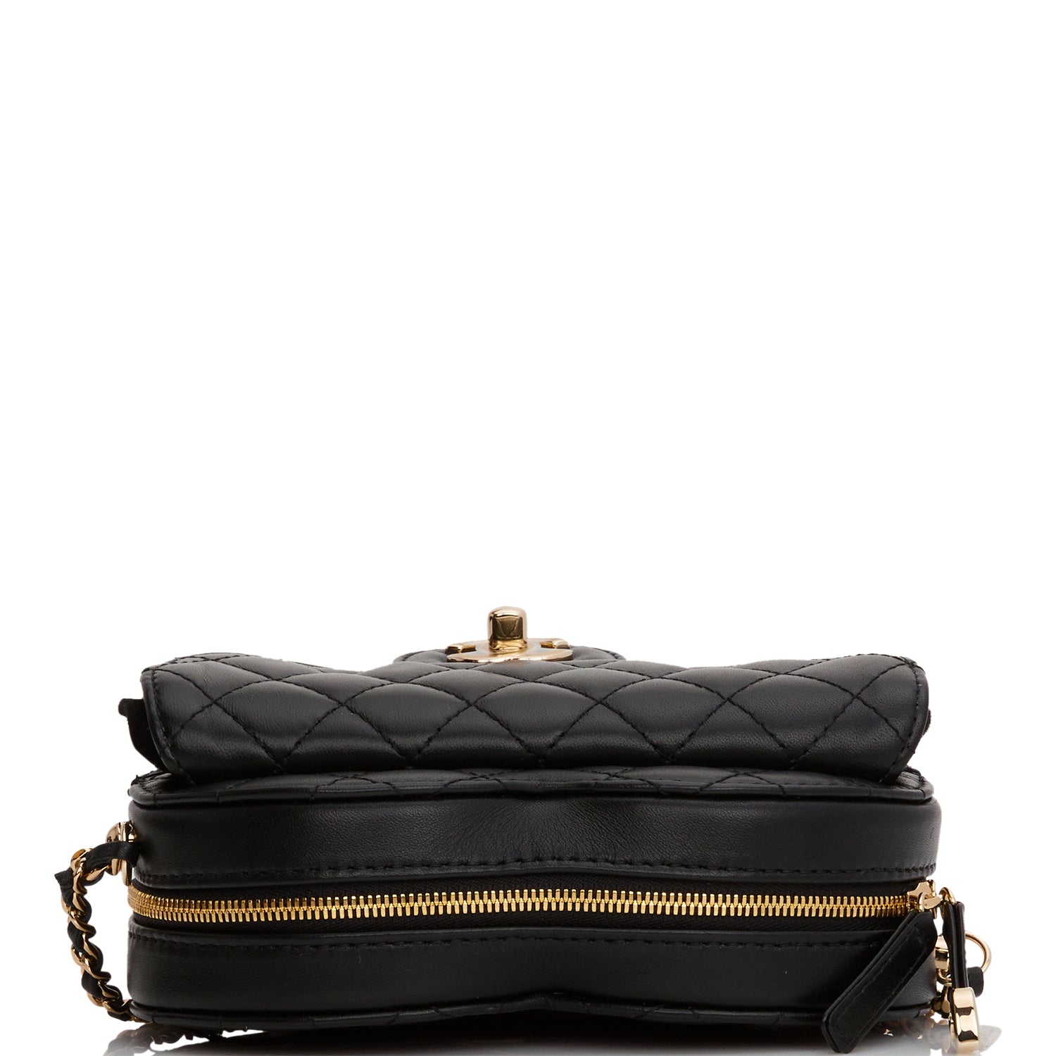 Chanel CC In Love Large Heart Bag Black Lambskin Light Gold Hardware