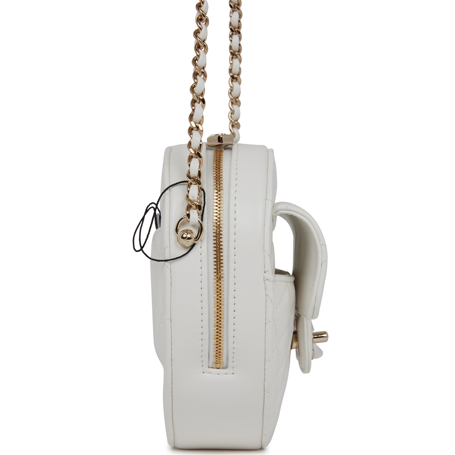 Chanel CC In Love Large Heart Bag White Lambskin Light Gold Hardware