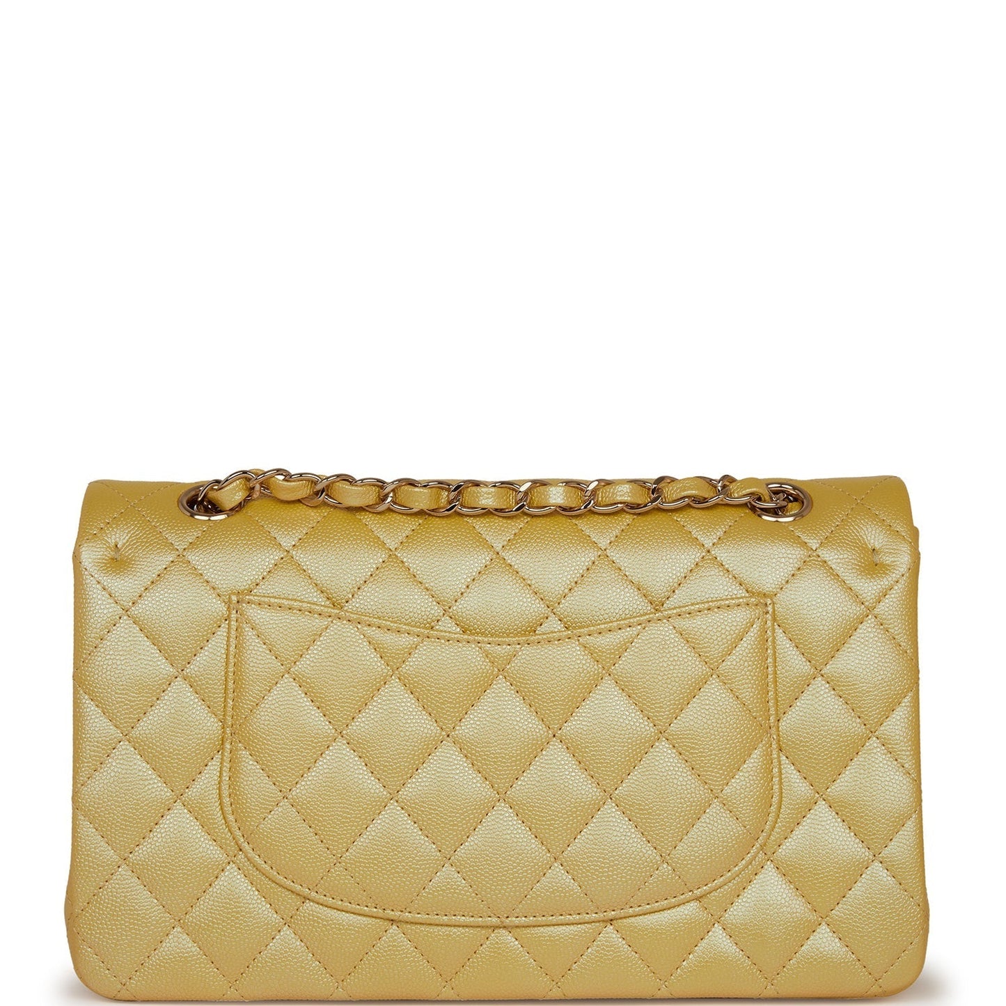 Chanel Medium Classic Double Flap Bag Yellow Iridescent Caviar Light Gold Hardware