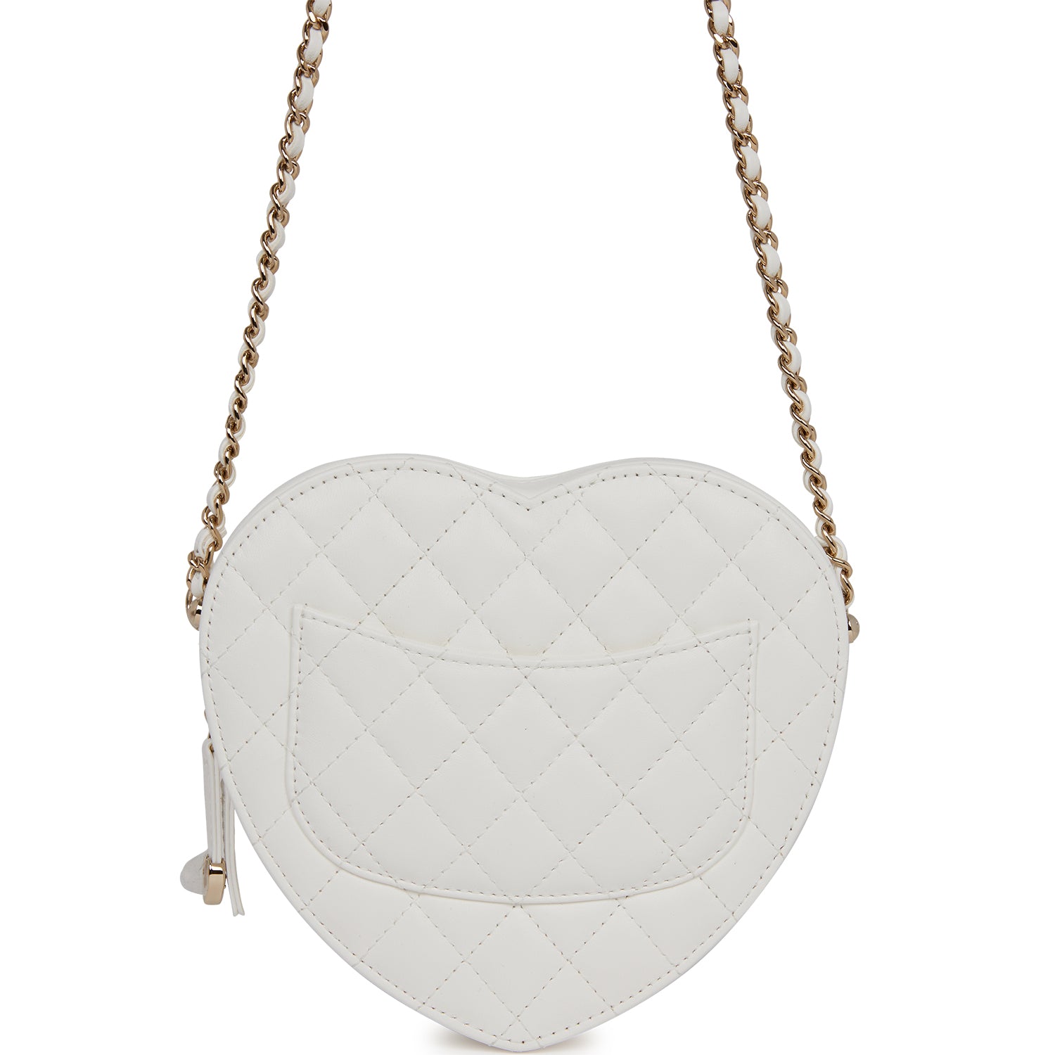 Chanel CC In Love Large Heart Bag White Lambskin Light Gold Hardware