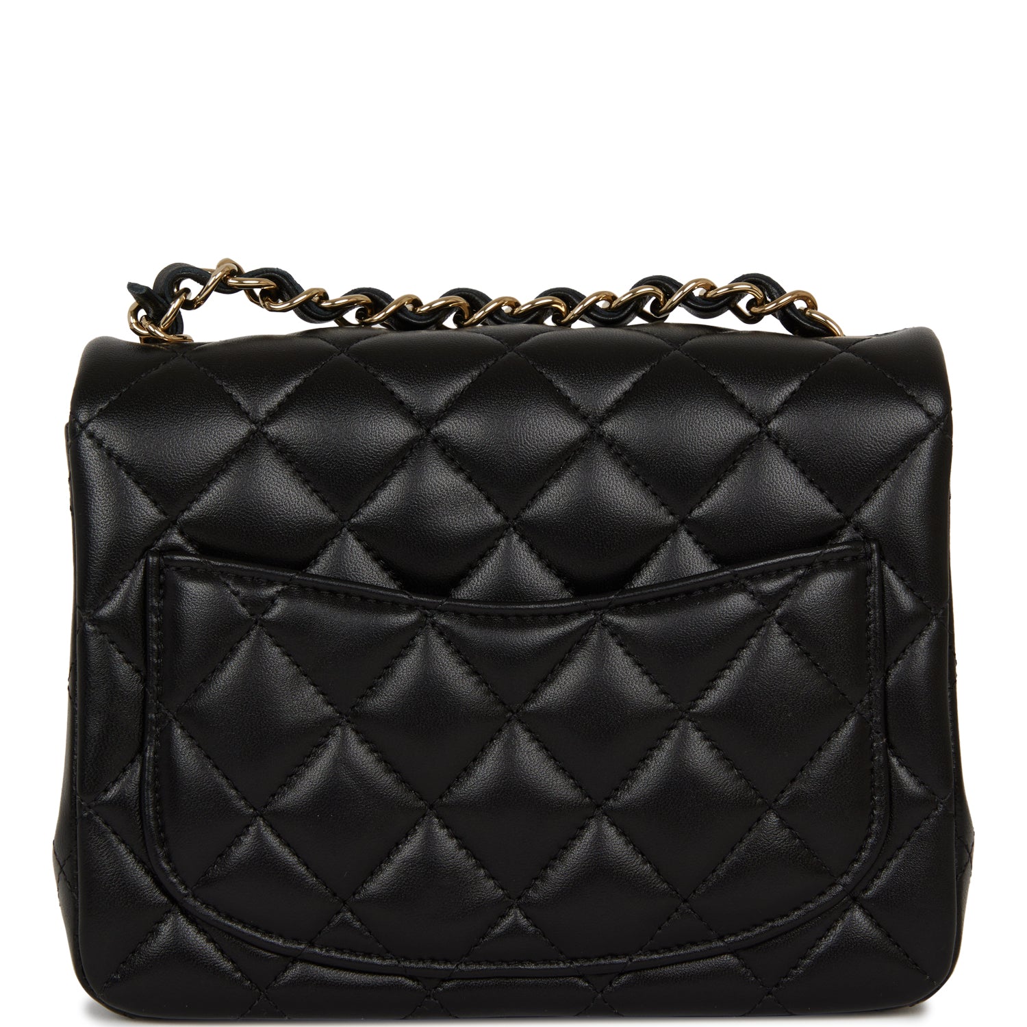Chanel Mini Square Flap Bag Black Lambskin Light Gold Hardware
