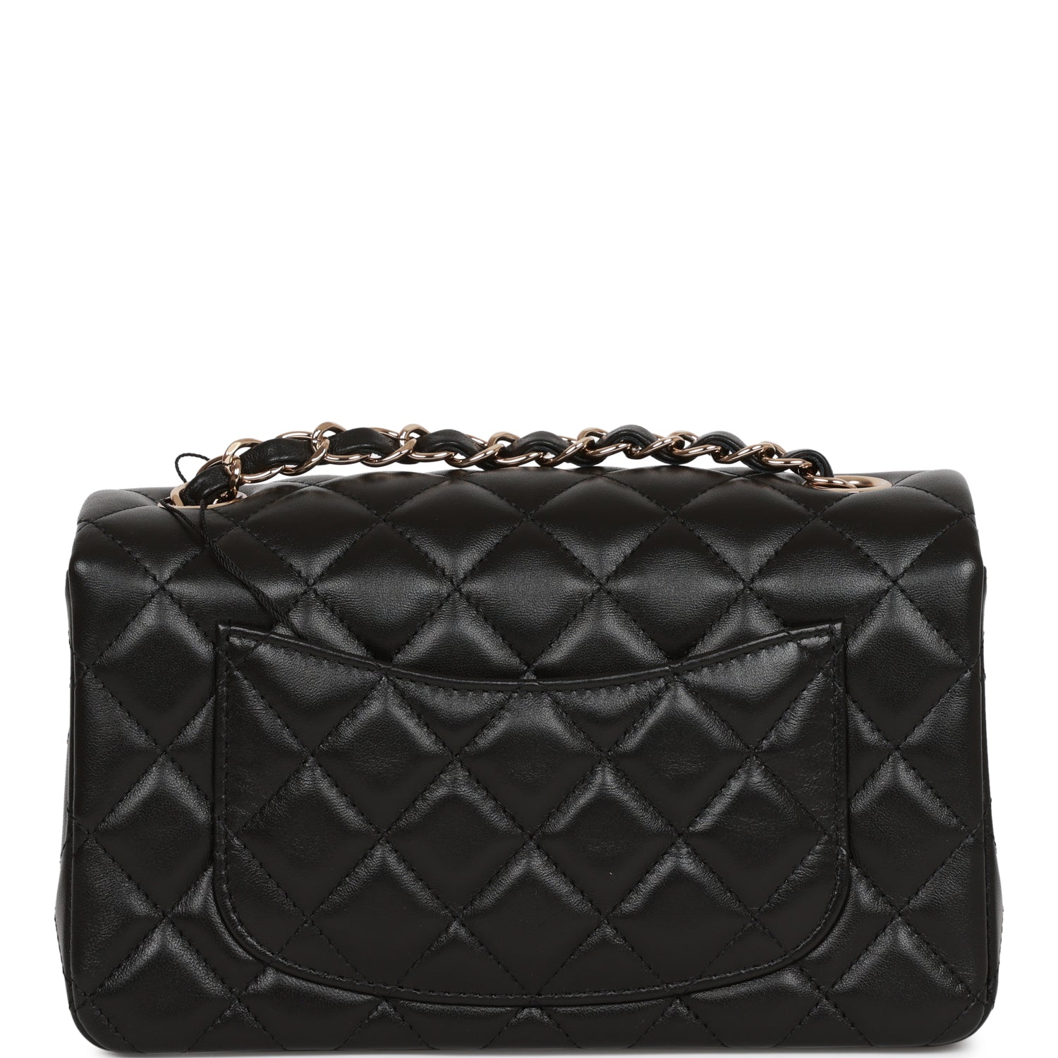 Chanel Mini Rectangular Flap Bag Black Lambskin Light Gold Hardware
