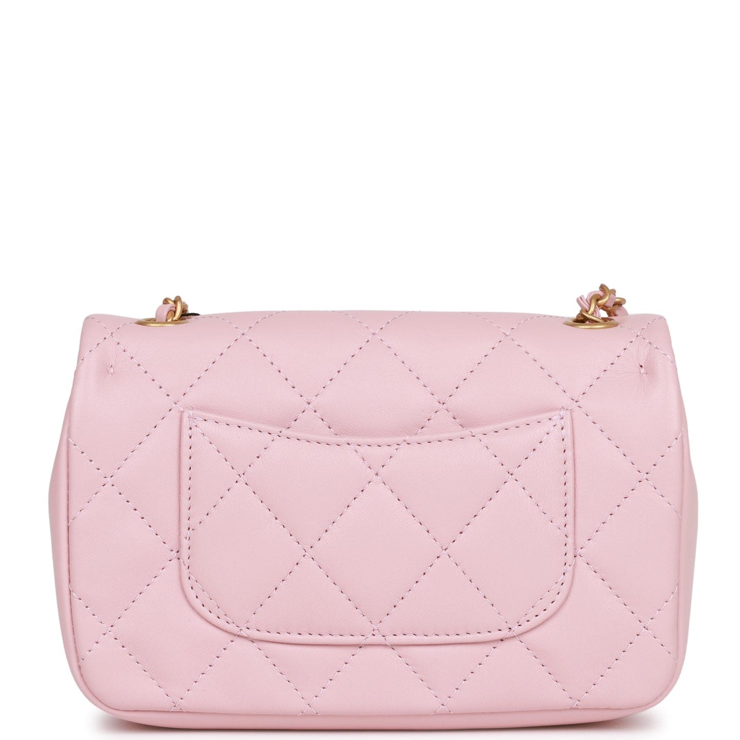 Chanel Mini Rectangular Flap Bag with Heart Chain Pink Lambskin Antique Gold Hardware