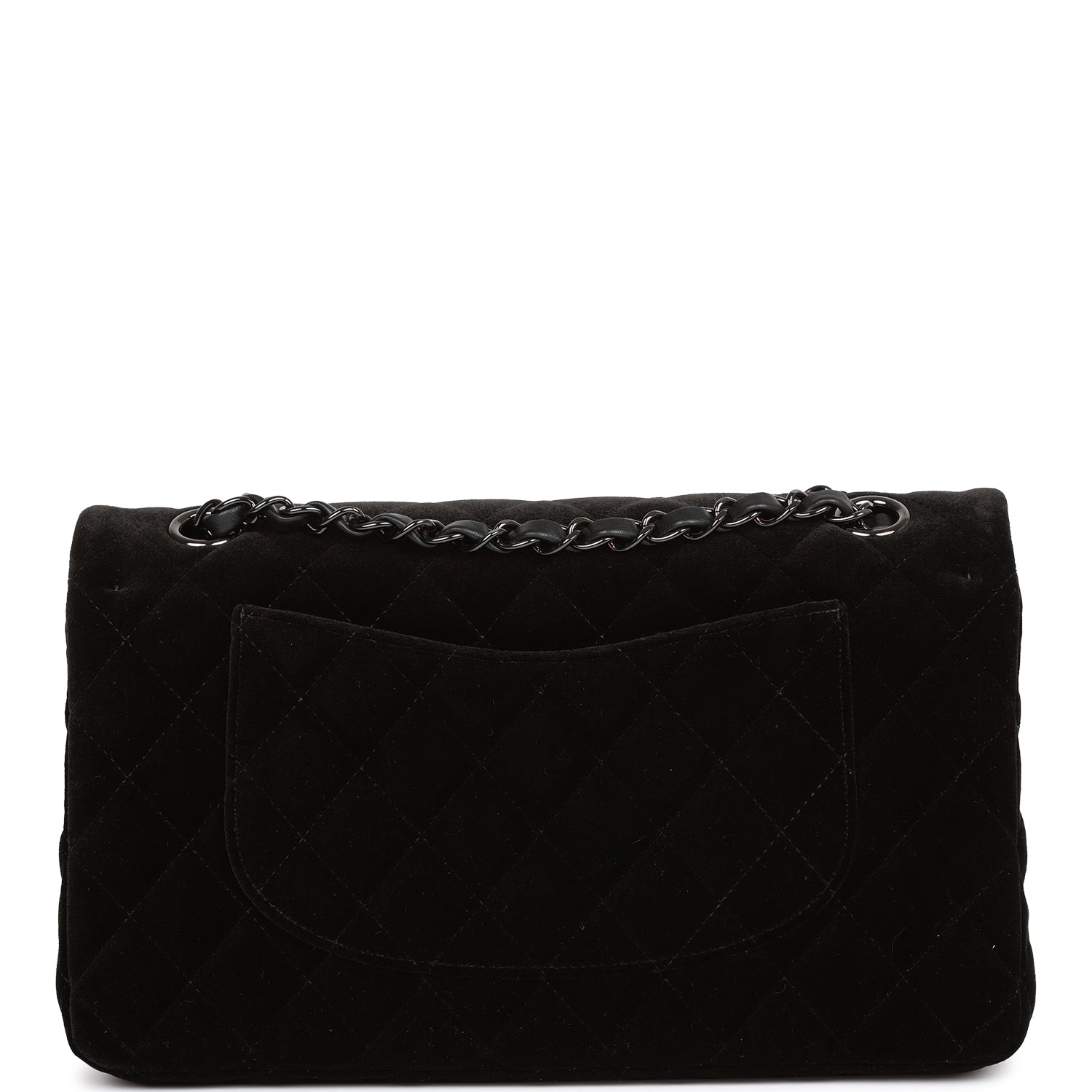 Chanel Medium Classic Double Flap Bag Black Velvet Ruthenium Hardware