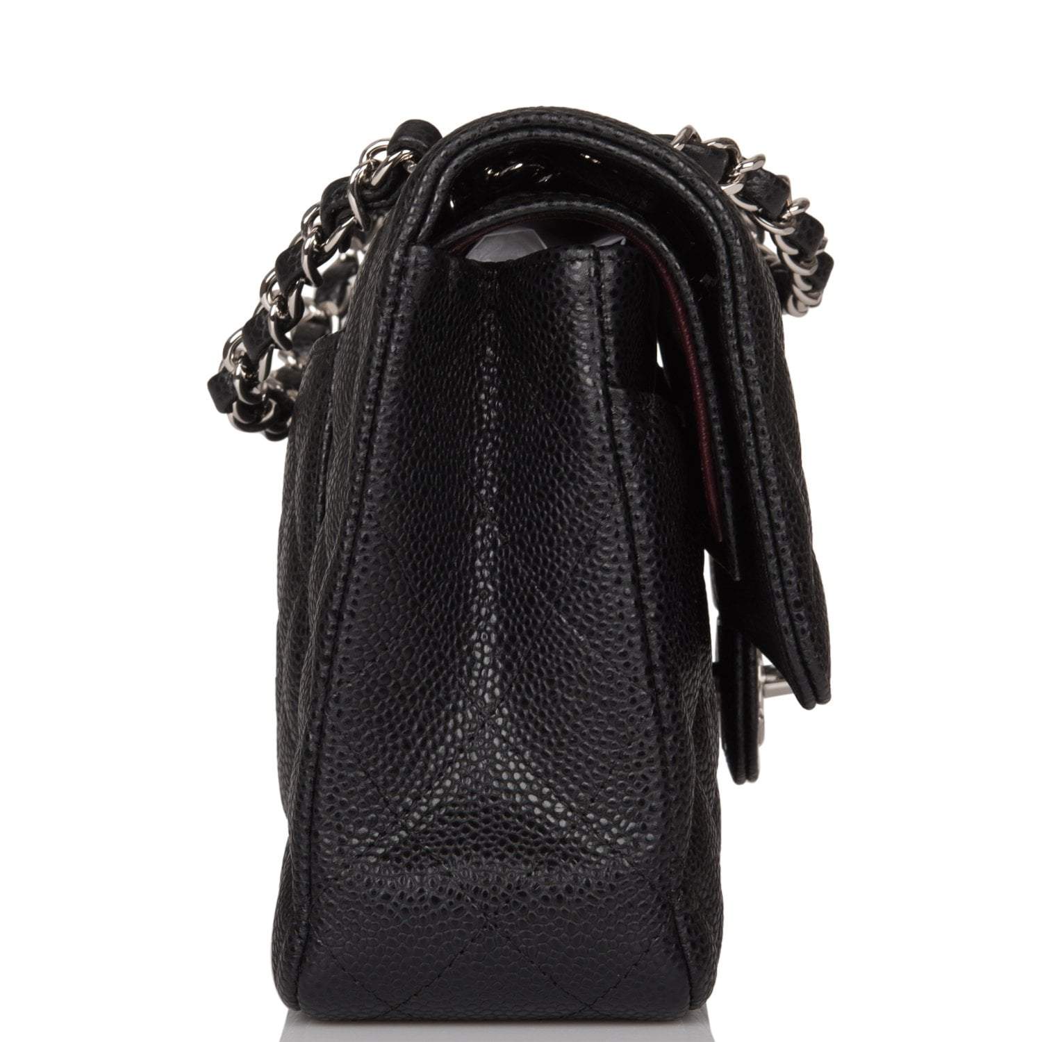 Chanel Medium Classic Double Flap Bag Black Caviar Silver Hardware