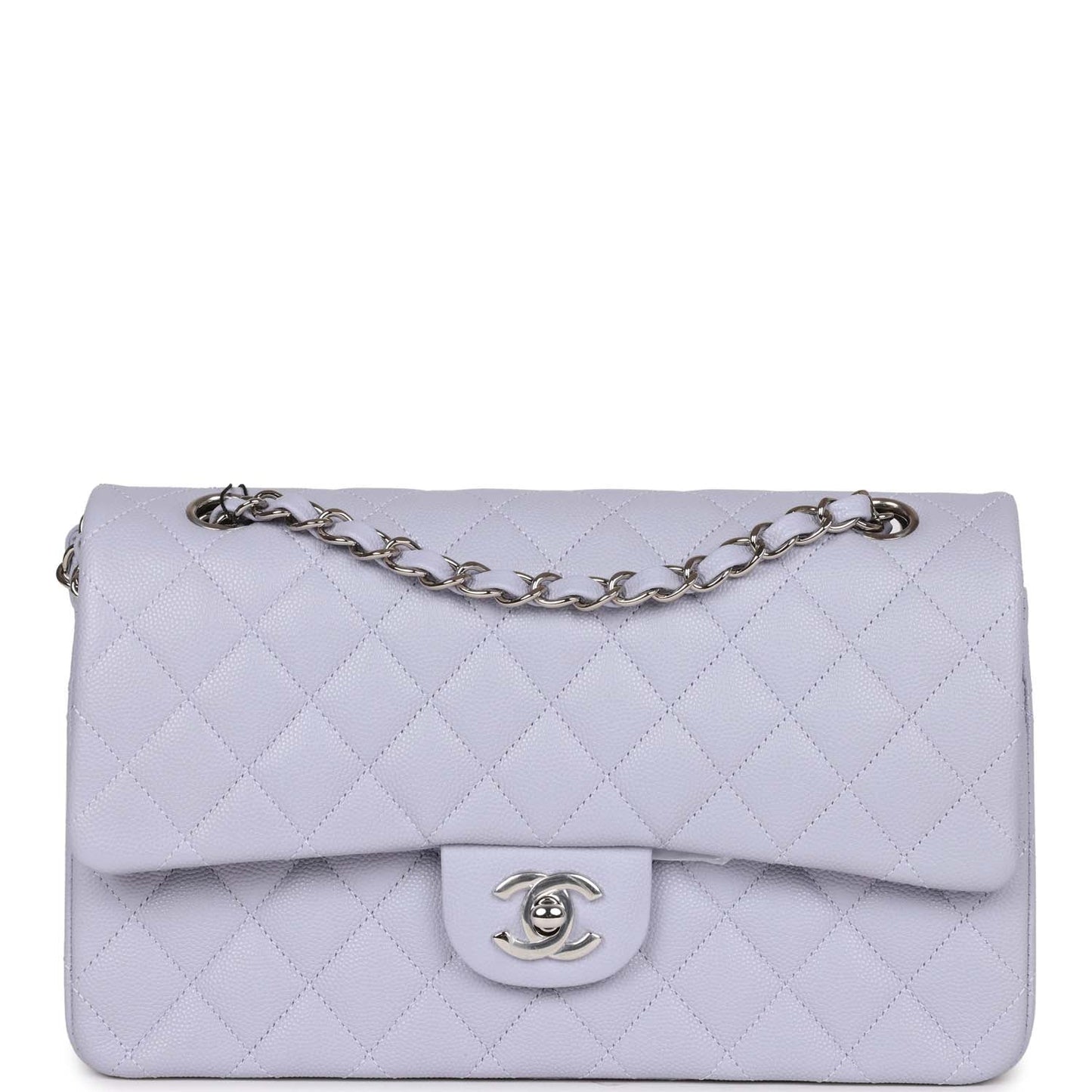 Chanel Medium Classic Double Flap Lavender Caviar Silver Hardware