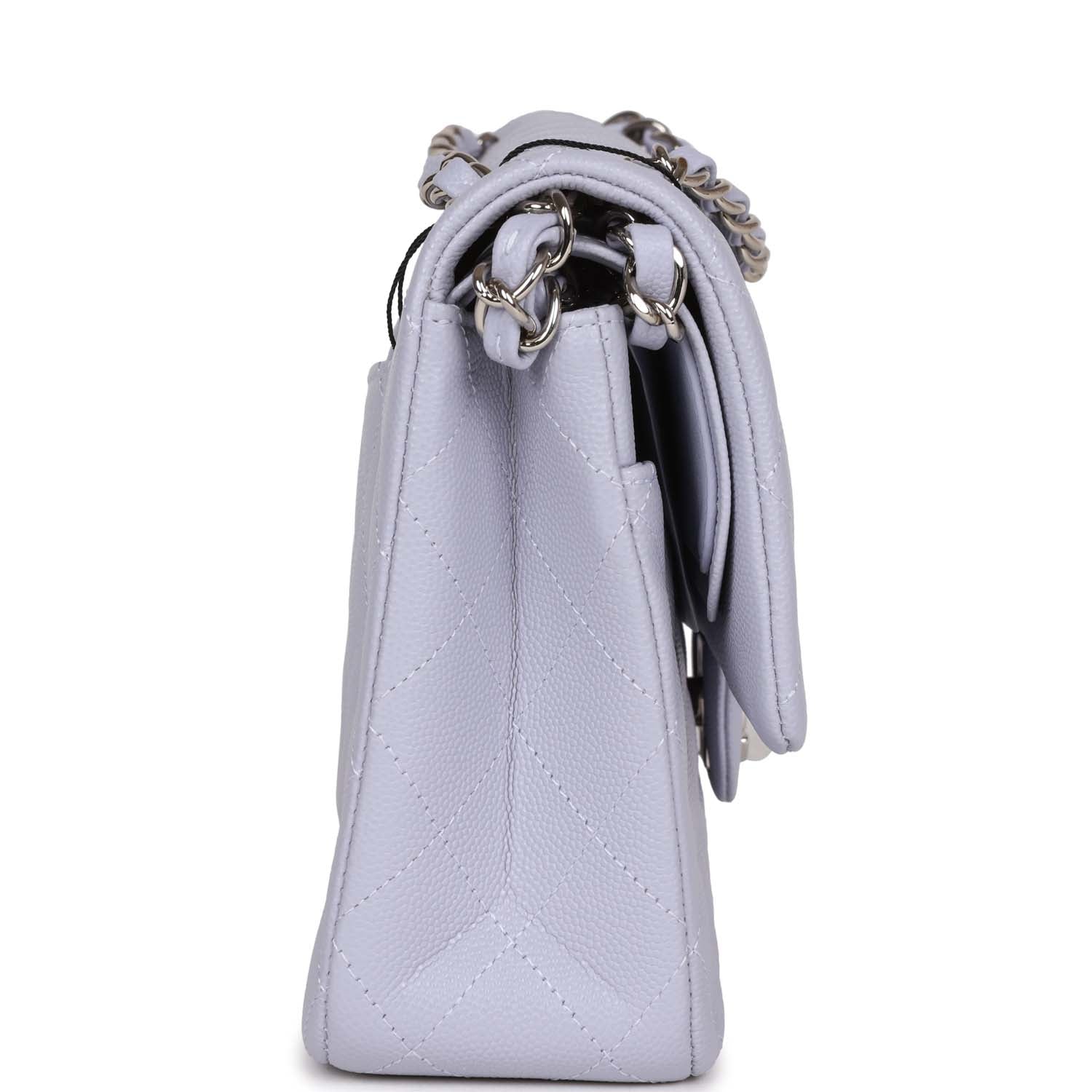 Chanel Medium Classic Double Flap Lavender Caviar Silver Hardware