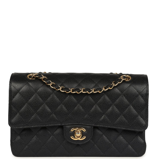 Chanel Medium Classic Double Flap Black Caviar Gold Hardware Shoulder Bag