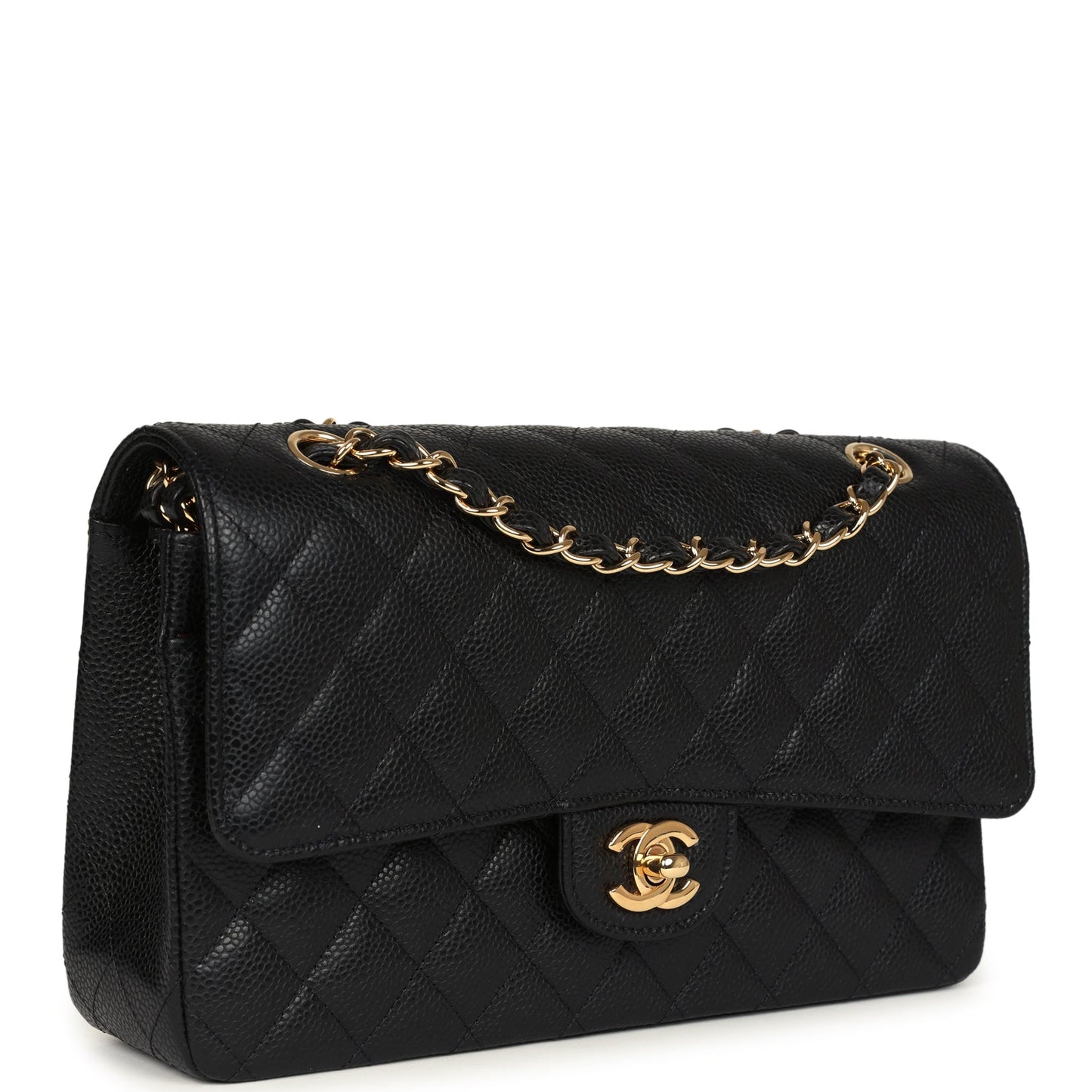 Chanel Medium Classic Double Flap Black Caviar Gold Hardware Shoulder Bag