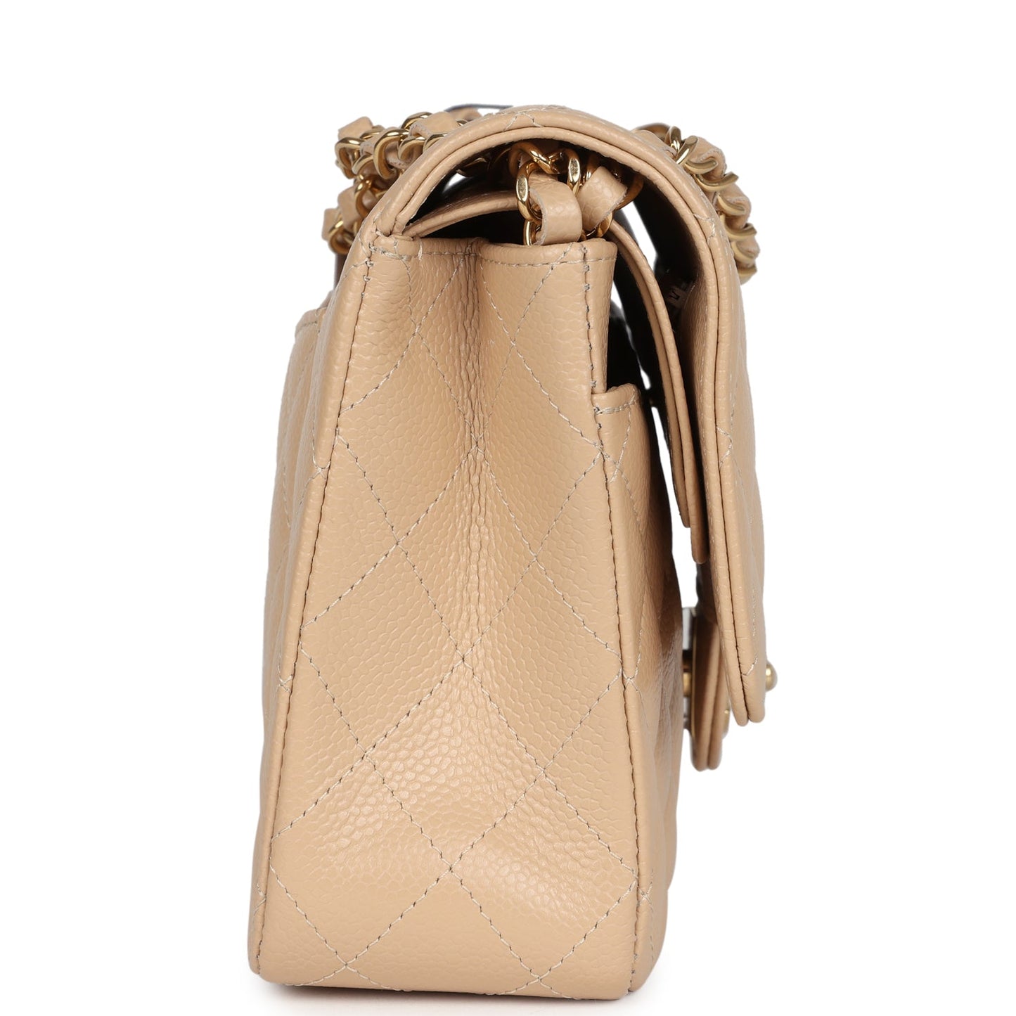 Chanel Medium Classic Double Flap Beige Caviar Gold Hardware Crossbody