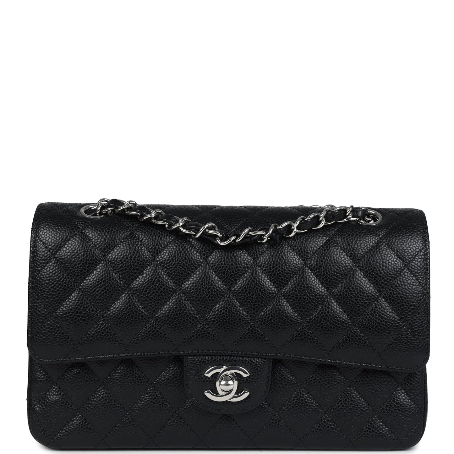 Chanel Medium Classic Double Flap Black Caviar Silver Hardware