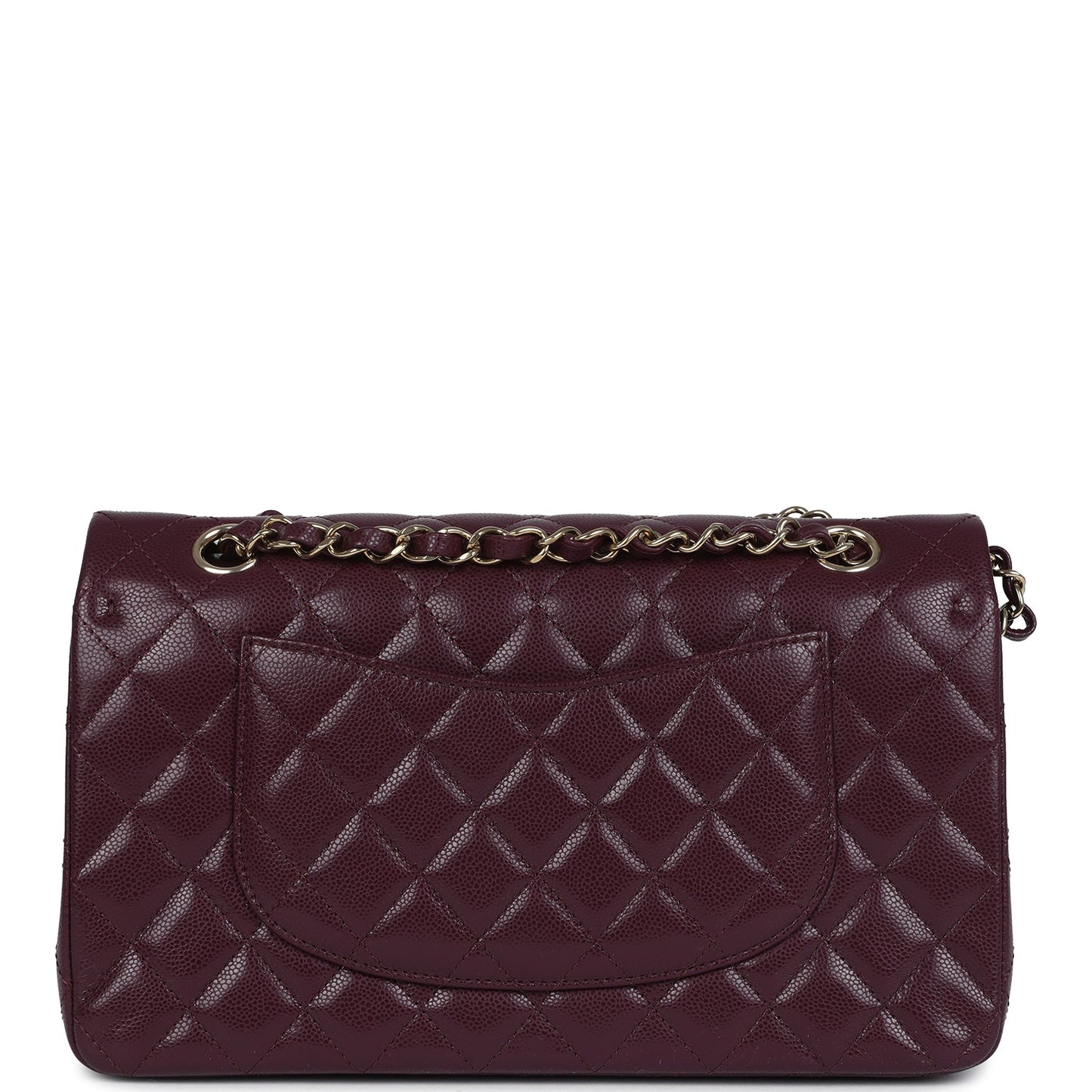 Chanel Medium Classic Double Flap Bag Burgundy Caviar Light Gold Hardware