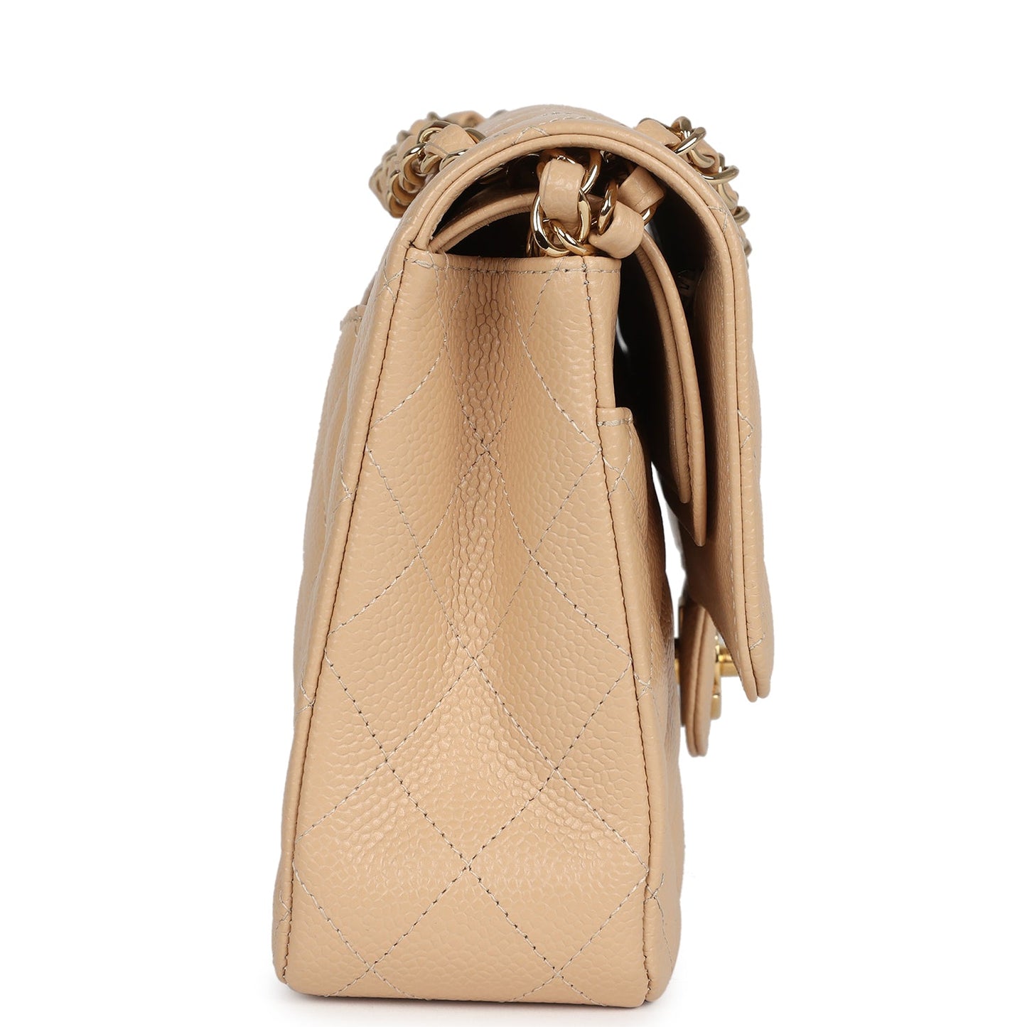 Chanel Medium Classic Double Flap Beige Caviar Gold Hardware
