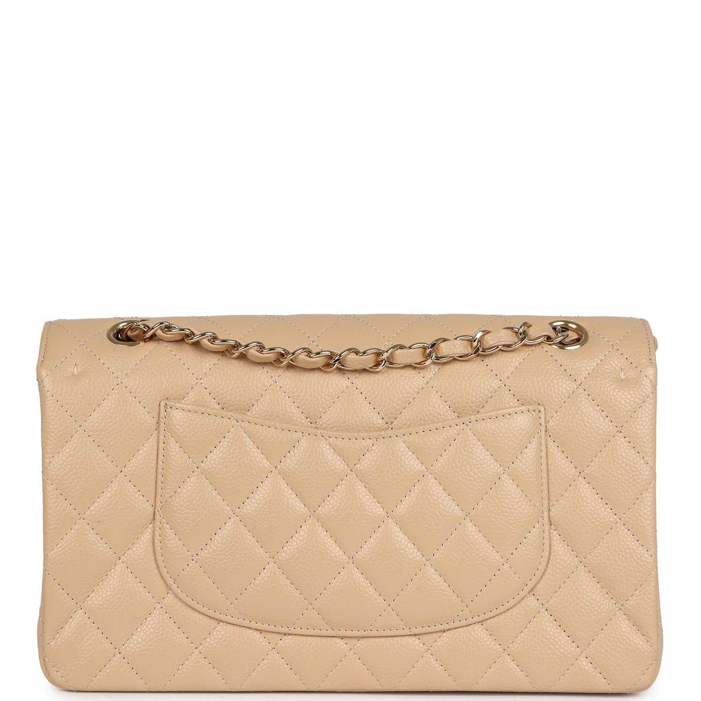 Chanel Medium Classic Double Flap Beige Caviar Gold Hardware