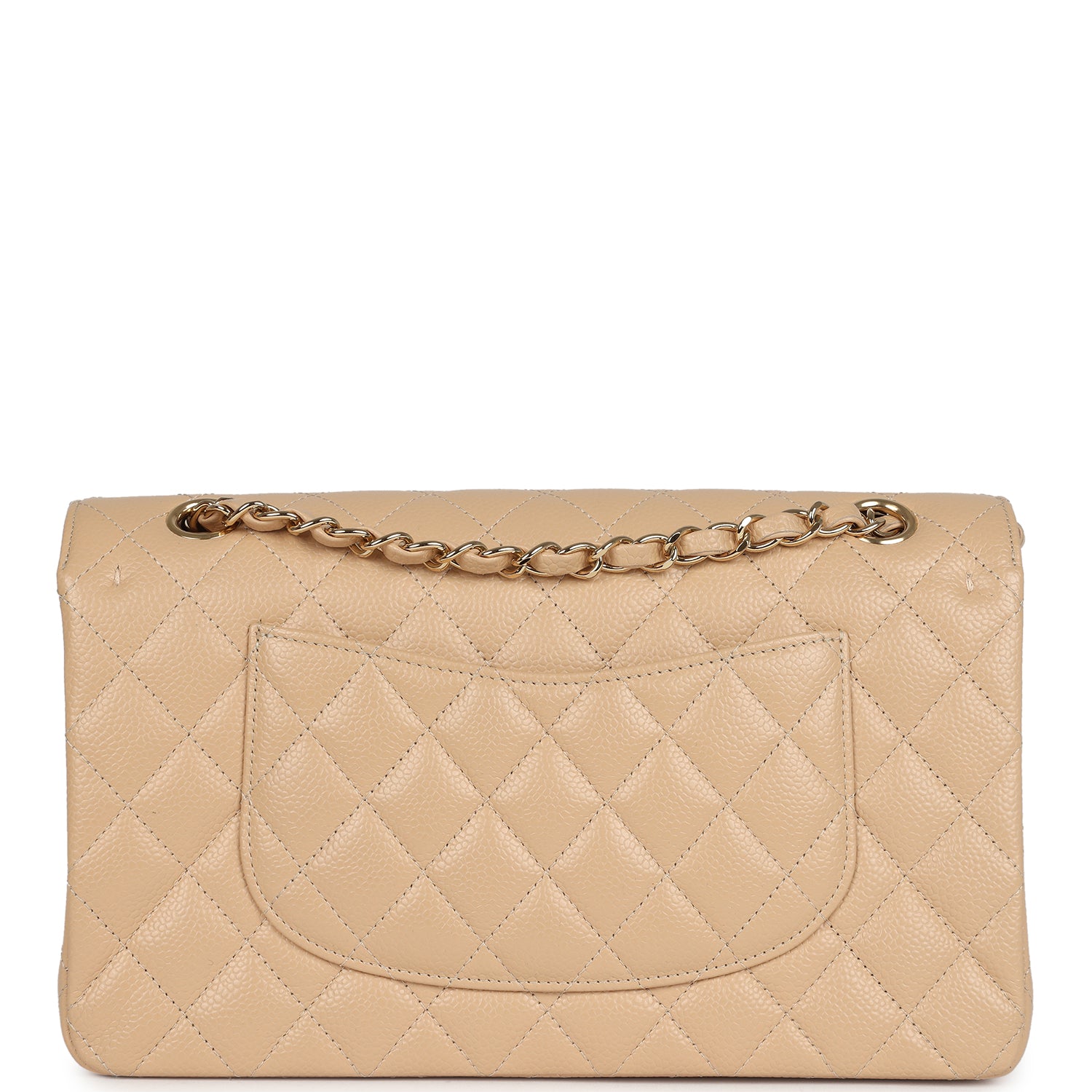 Chanel Medium Classic Double Flap Beige Caviar Gold Hardware