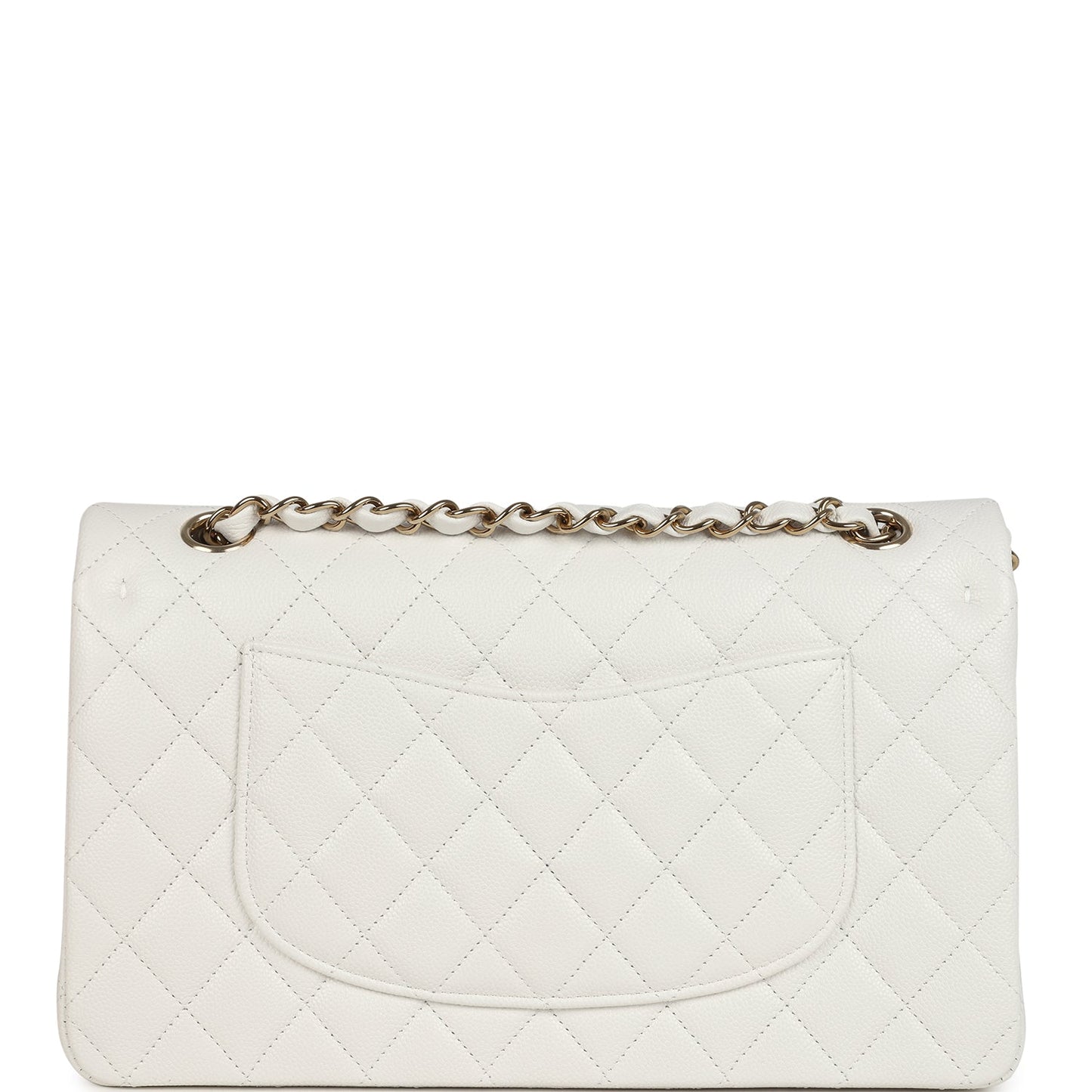 Chanel Medium Classic Double Flap White Caviar Light Gold Hardware