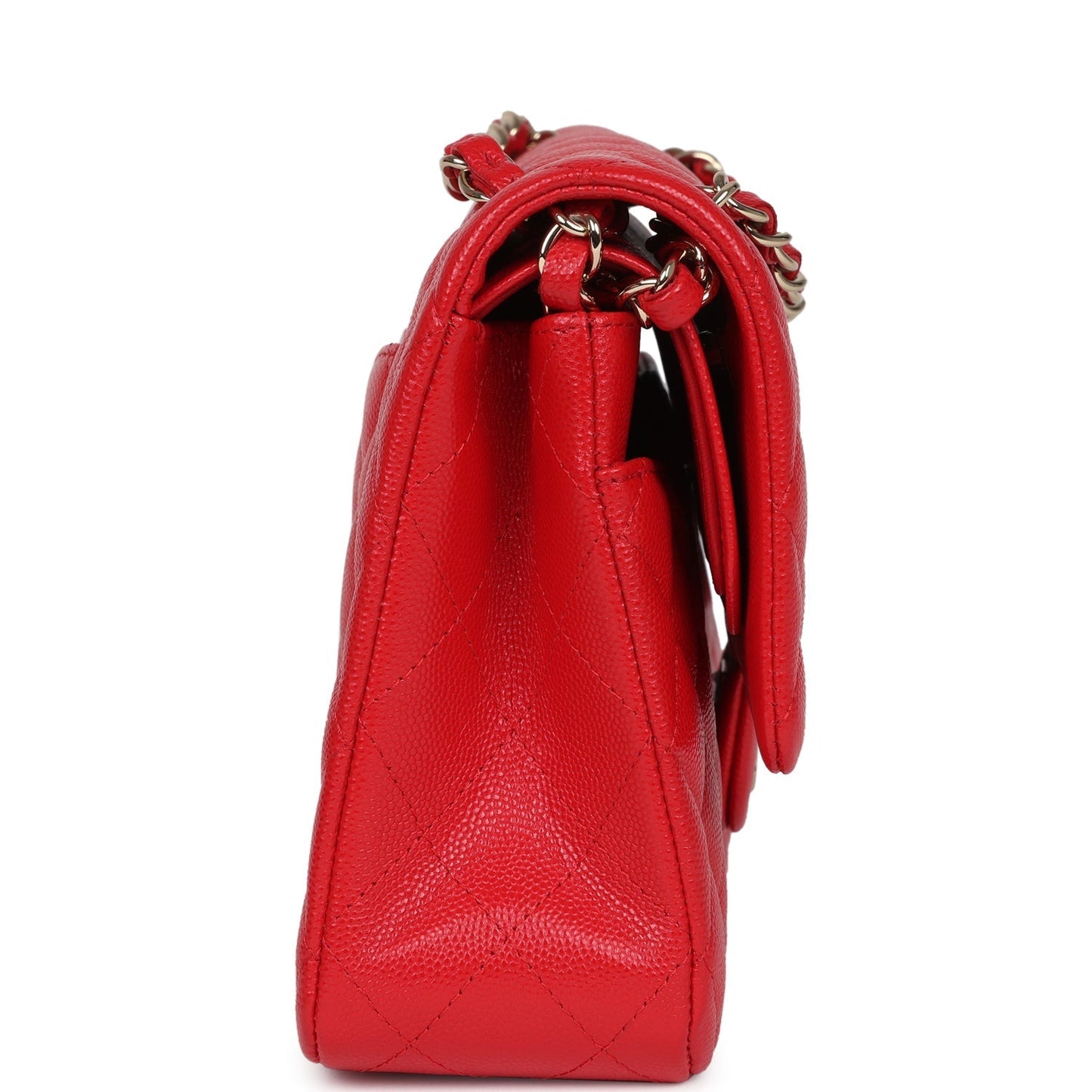 Chanel Medium Classic Double Flap Red Caviar Light Gold Hardware Crossbody