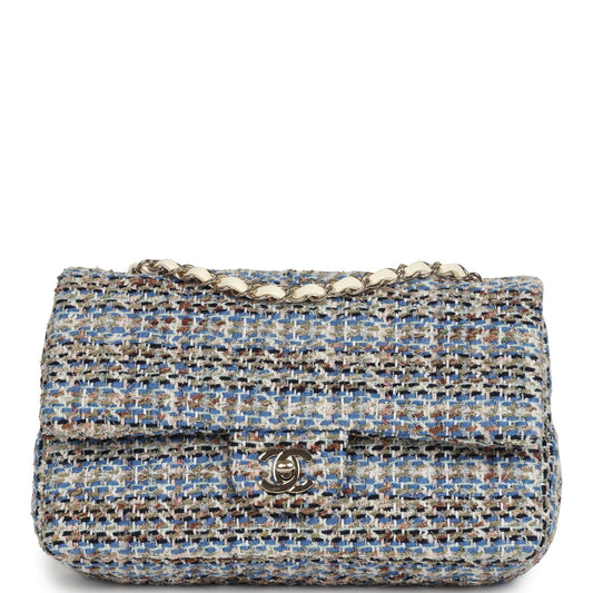 Chanel Medium Classic Double Flap Bag Multicolor Tweed Light Gold Hardware