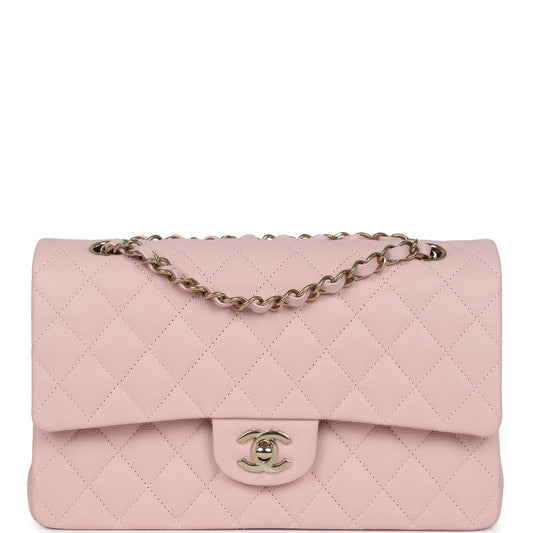 Chanel Medium Classic Double Flap Light Pink Caviar Light Gold Hardware Crossbody
