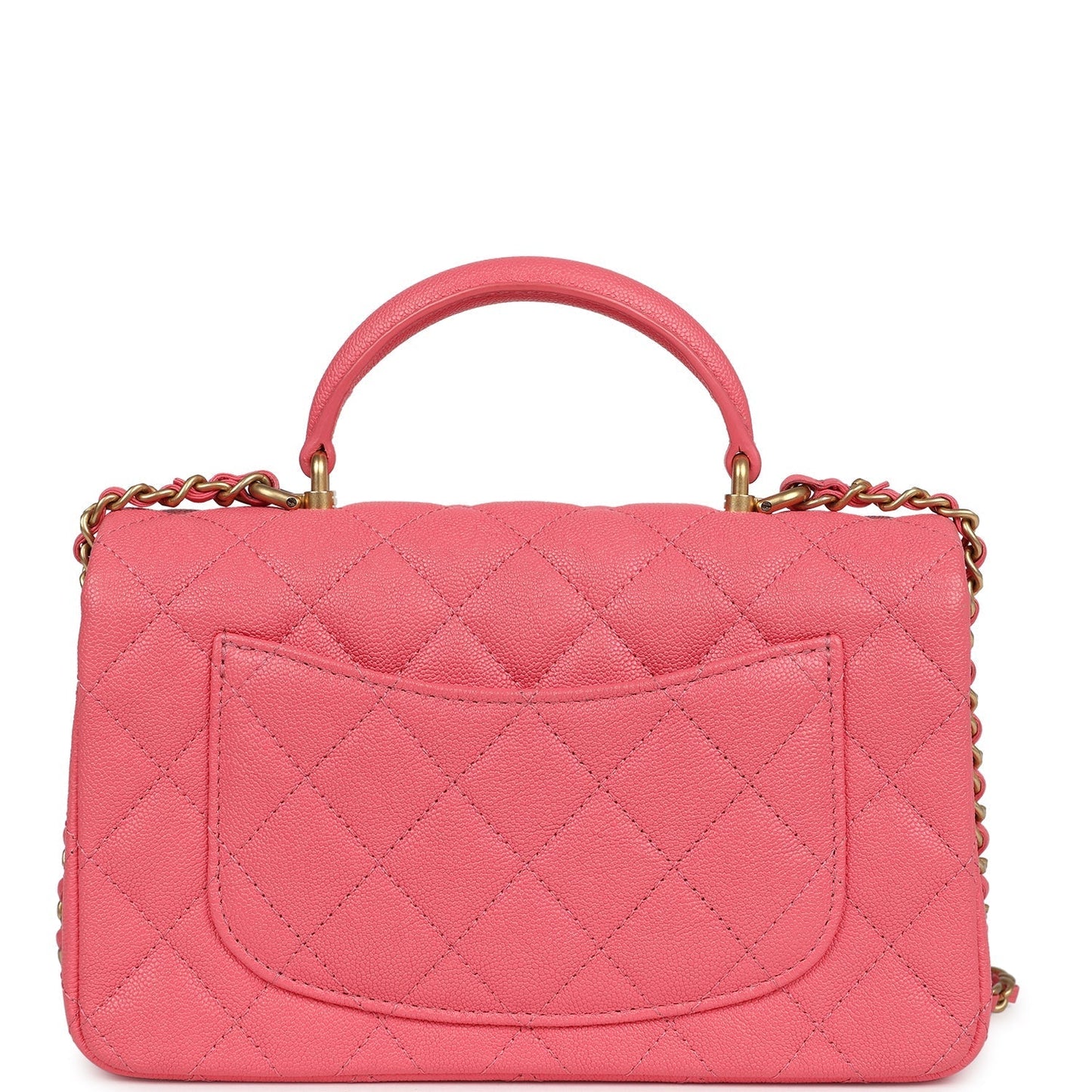 Chanel Mini Rectangular Flap with Top Handle Pink Caviar Antique Gold Hardware