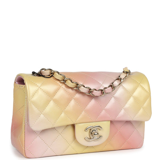 Chanel Mini Rectangular Flap Bag Iridescent Ombre Lambskin Light Gold Hardware