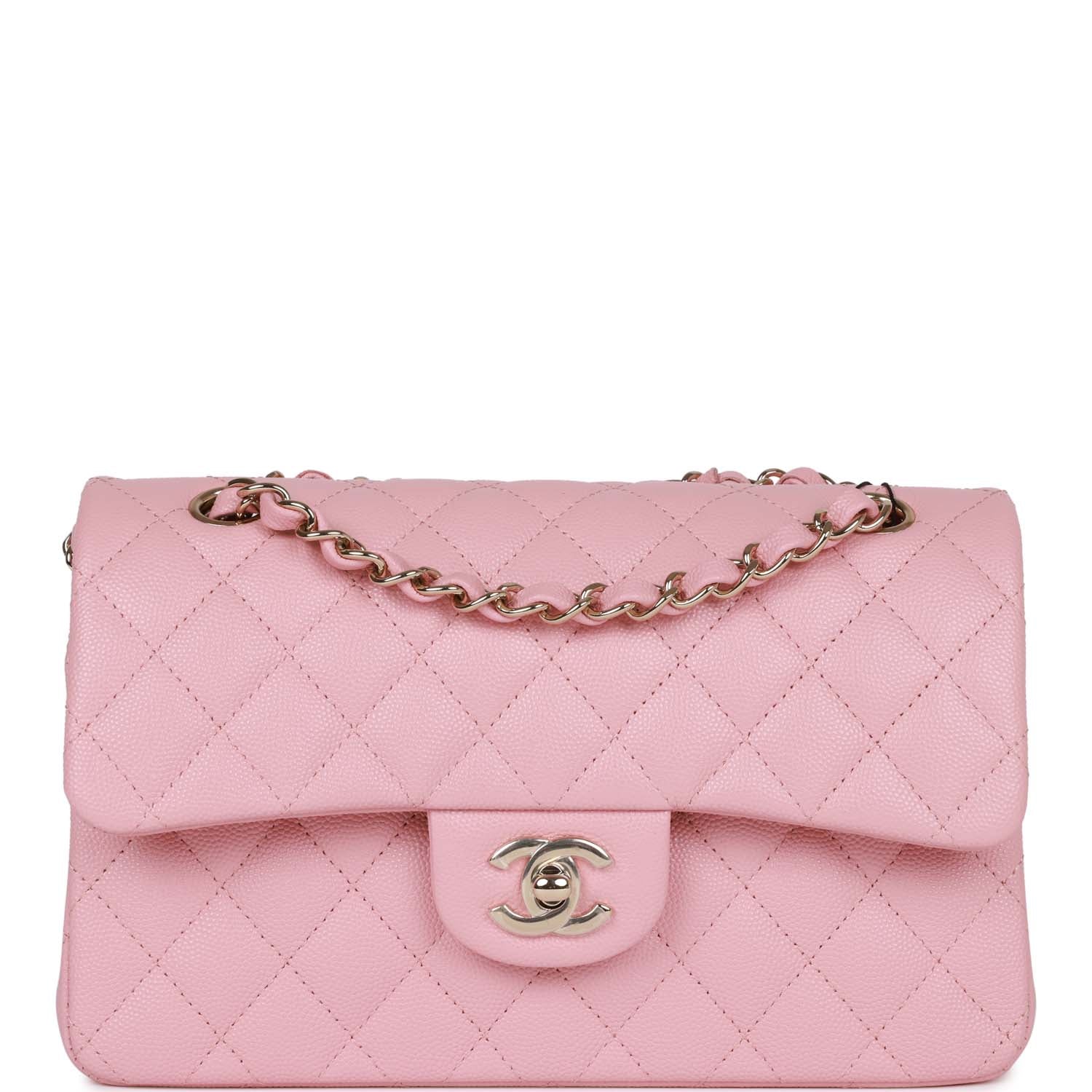 Chanel Small Classic Double Flap Bag Pink Caviar Light Gold Hardware