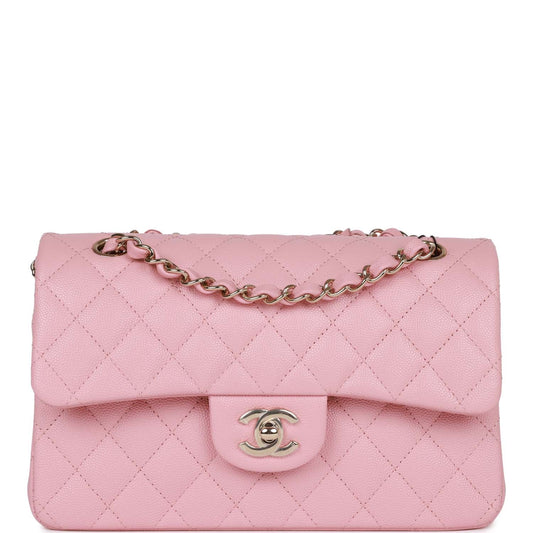 Chanel Small Classic Double Flap Bag Pink Caviar Light Gold Hardware