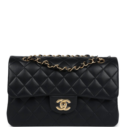 Chanel Small Classic Double Flap Black Lambskin Gold Hardware Shoulder Bag