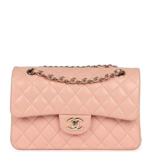 Chanel Small Classic Double Flap Light Pink Lambskin Gold Hardware Shoulder Bag