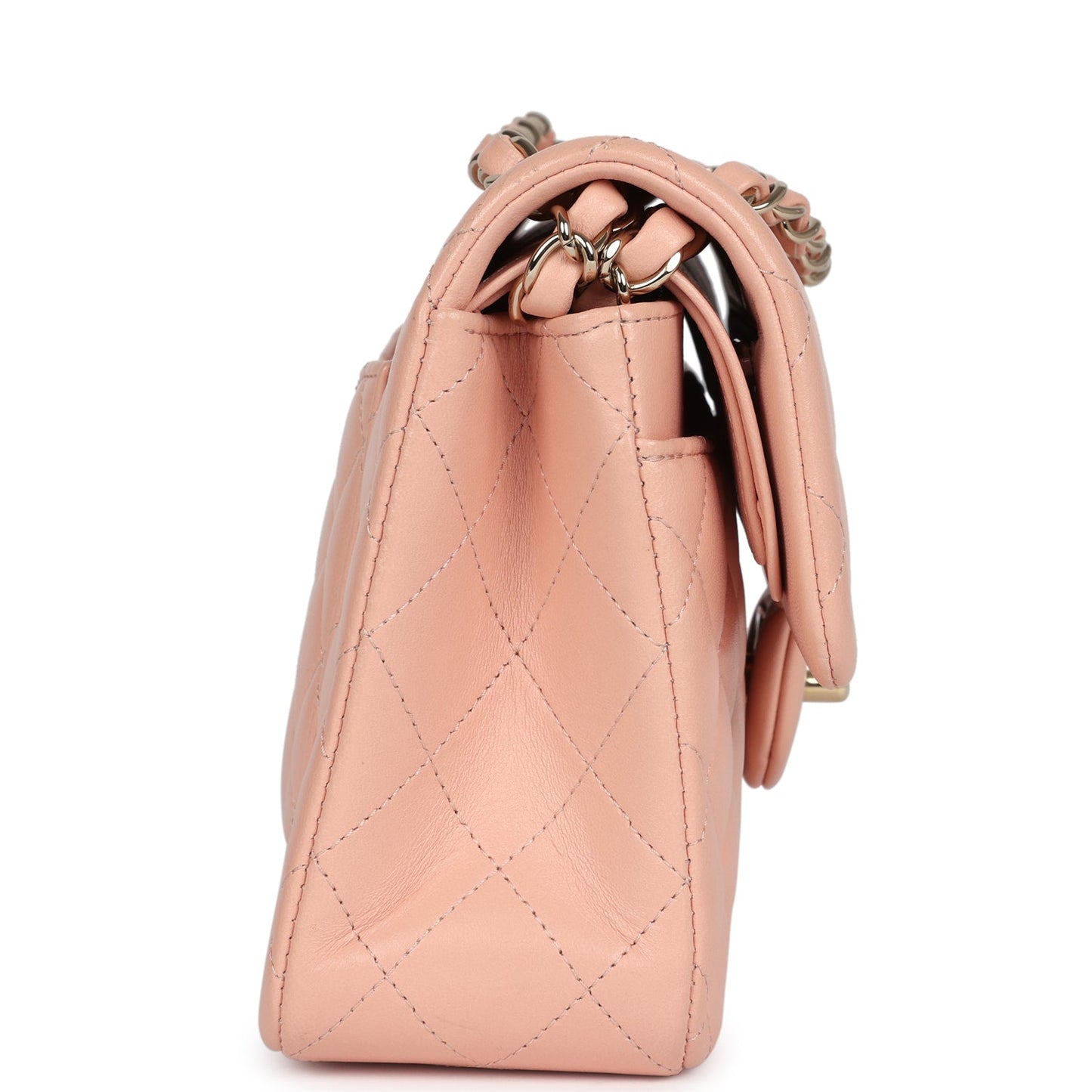 Chanel Small Classic Double Flap Light Pink Lambskin Gold Hardware Shoulder Bag