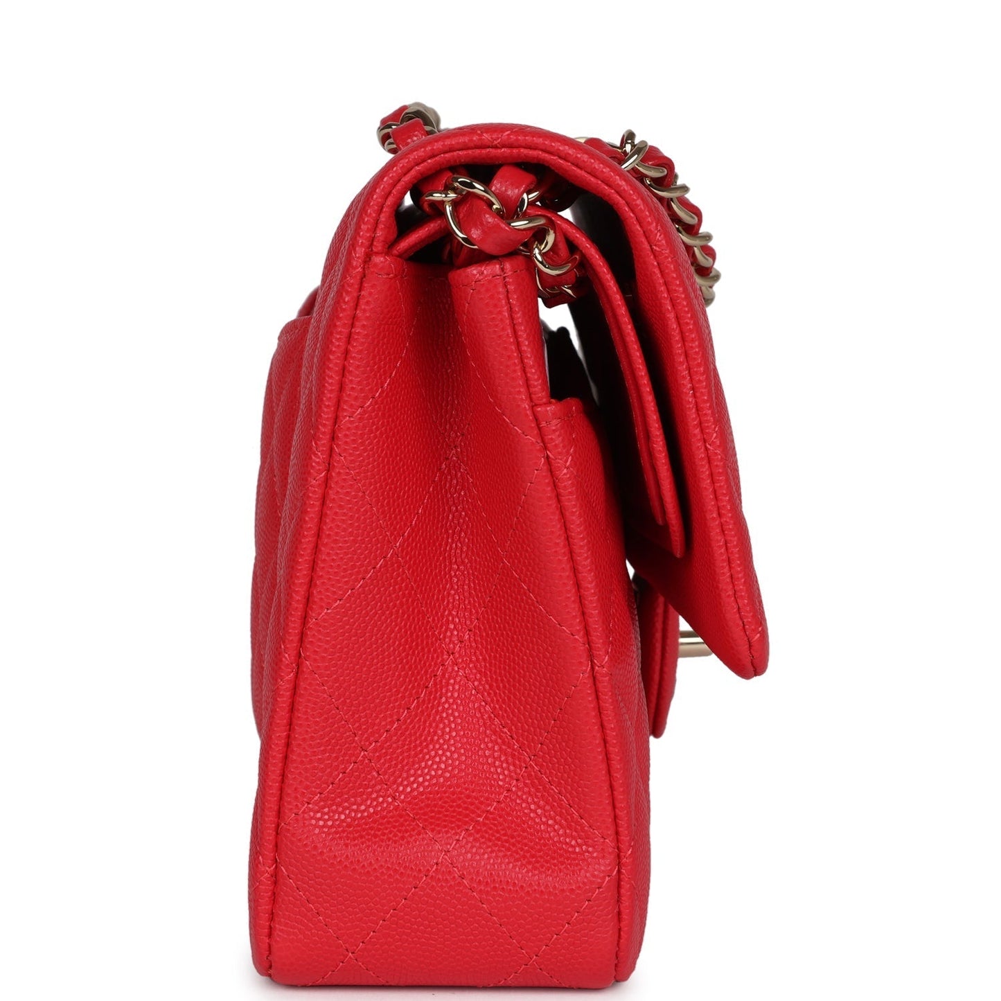 Chanel Small Classic Double Flap Red Caviar Light Gold Hardware Crossbody
