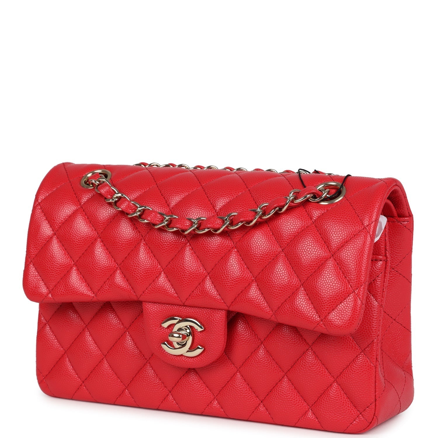 Chanel Small Classic Double Flap Bag Red Shiny Caviar Light Gold Hardware