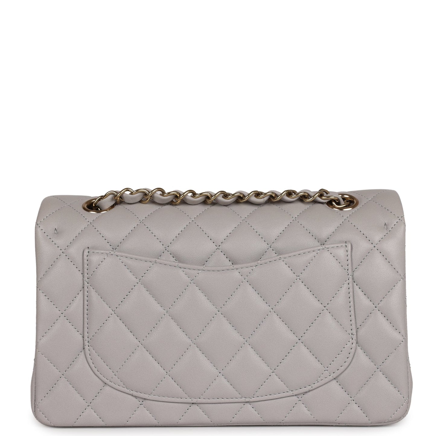 Chanel Small Classic Double Flap Bag Grey Lambskin Light Gold Hardware