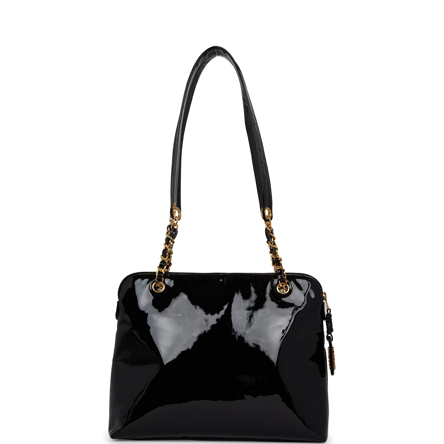 Chanel Tote Bag Black Patent Gold Hardware