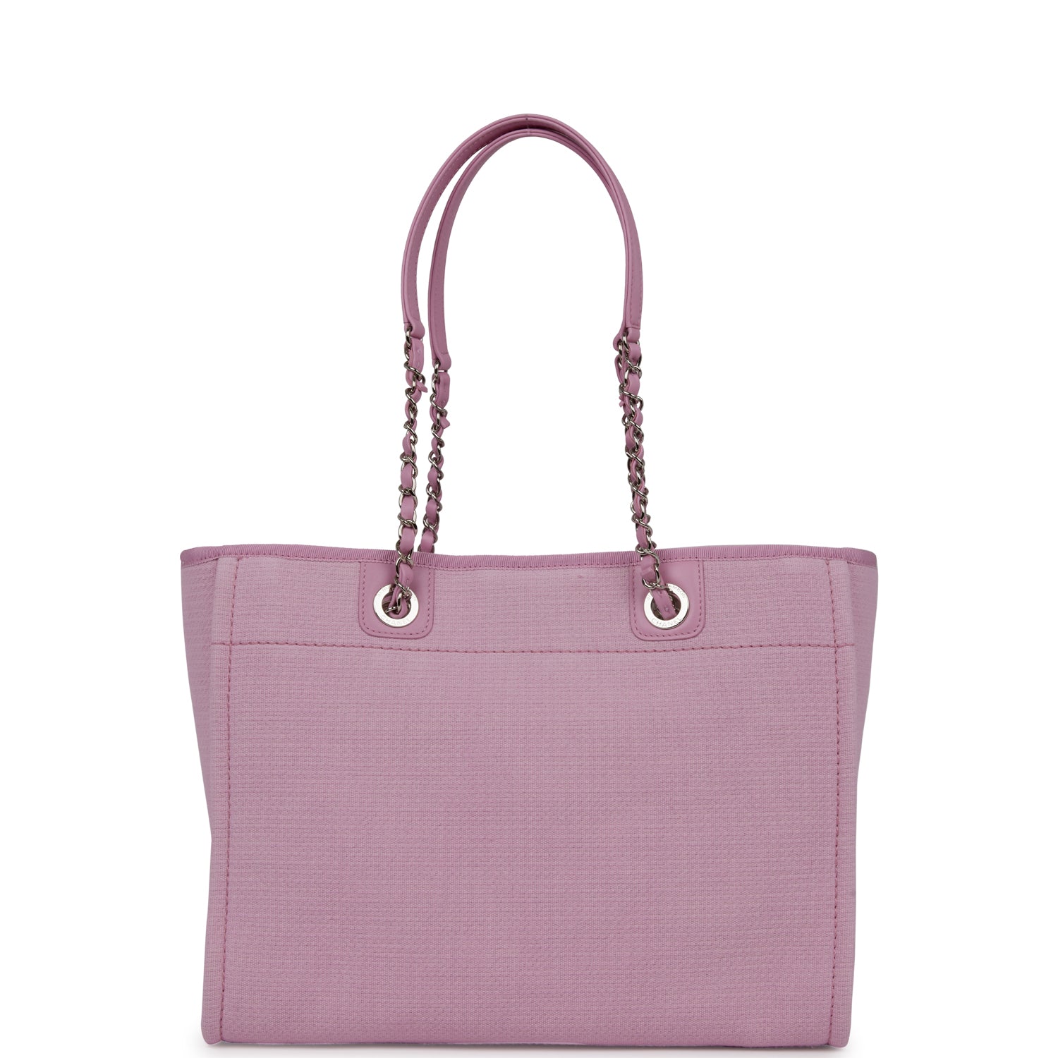 Chanel Small Deauville Shopping Bag Pink Boucle Light Silver Hardware