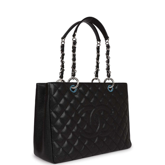 Chanel Grand Shopping Tote (GST) Bag Black Caviar Silver Hardware