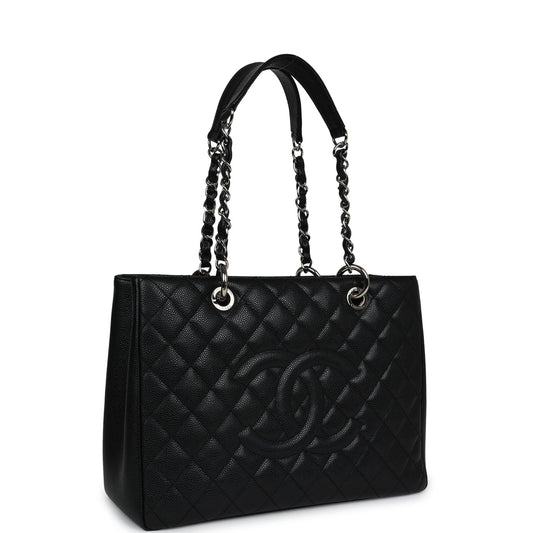 Chanel Grand Shopping Tote Bag Black Caviar Silver Hardware