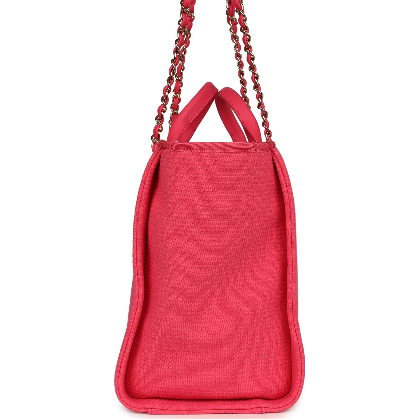 Chanel Medium Deauville Shopping Tote Pink Canvas Light Gold Hardware