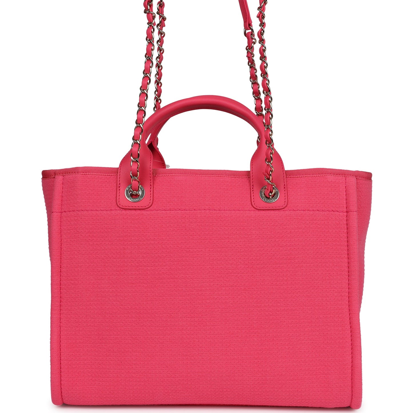 Chanel Small Deauville Shopping Tote Pink Canvas Light Gold Hardware