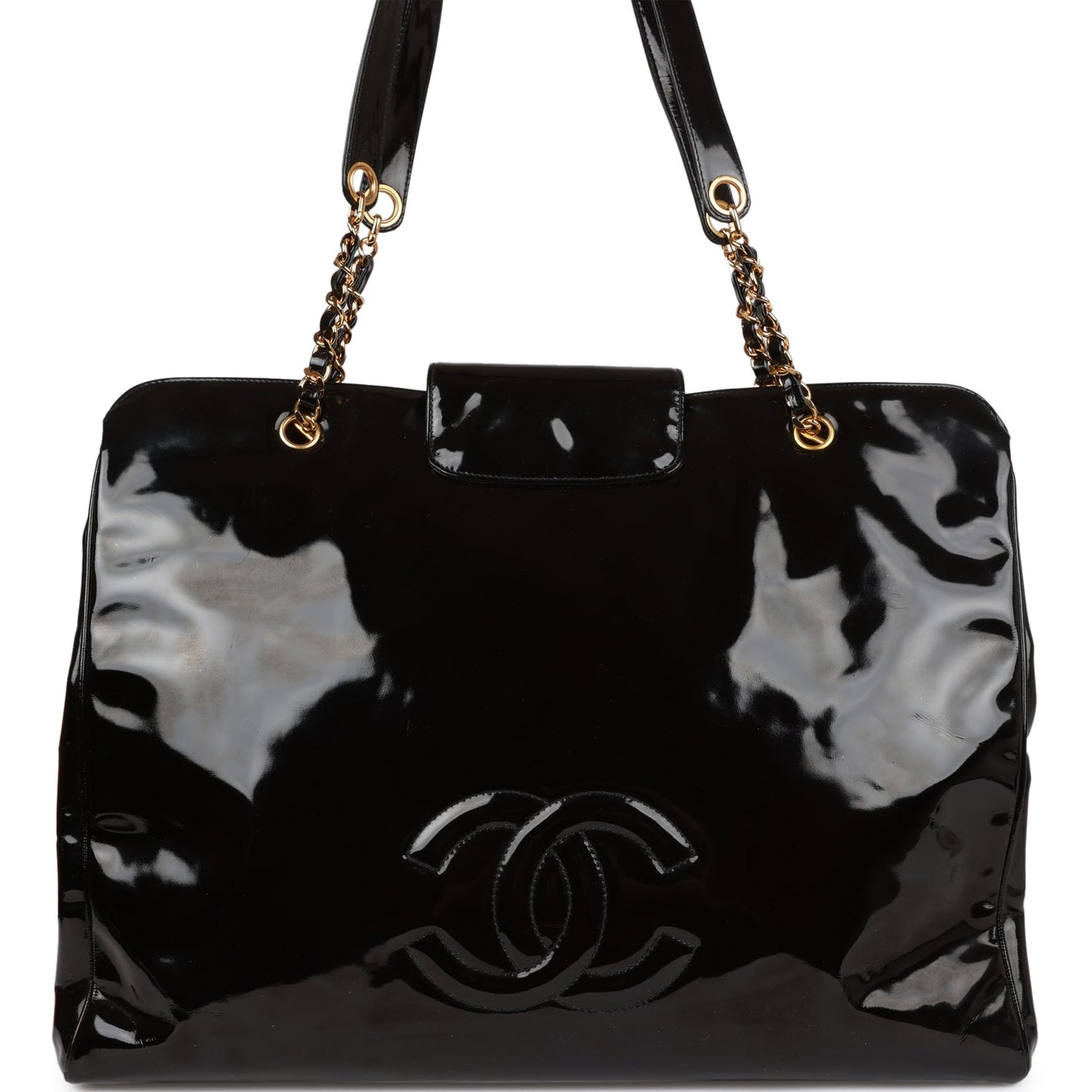 Chanel Supermodel Weekender Tote Bag Black Patent Gold Hardware