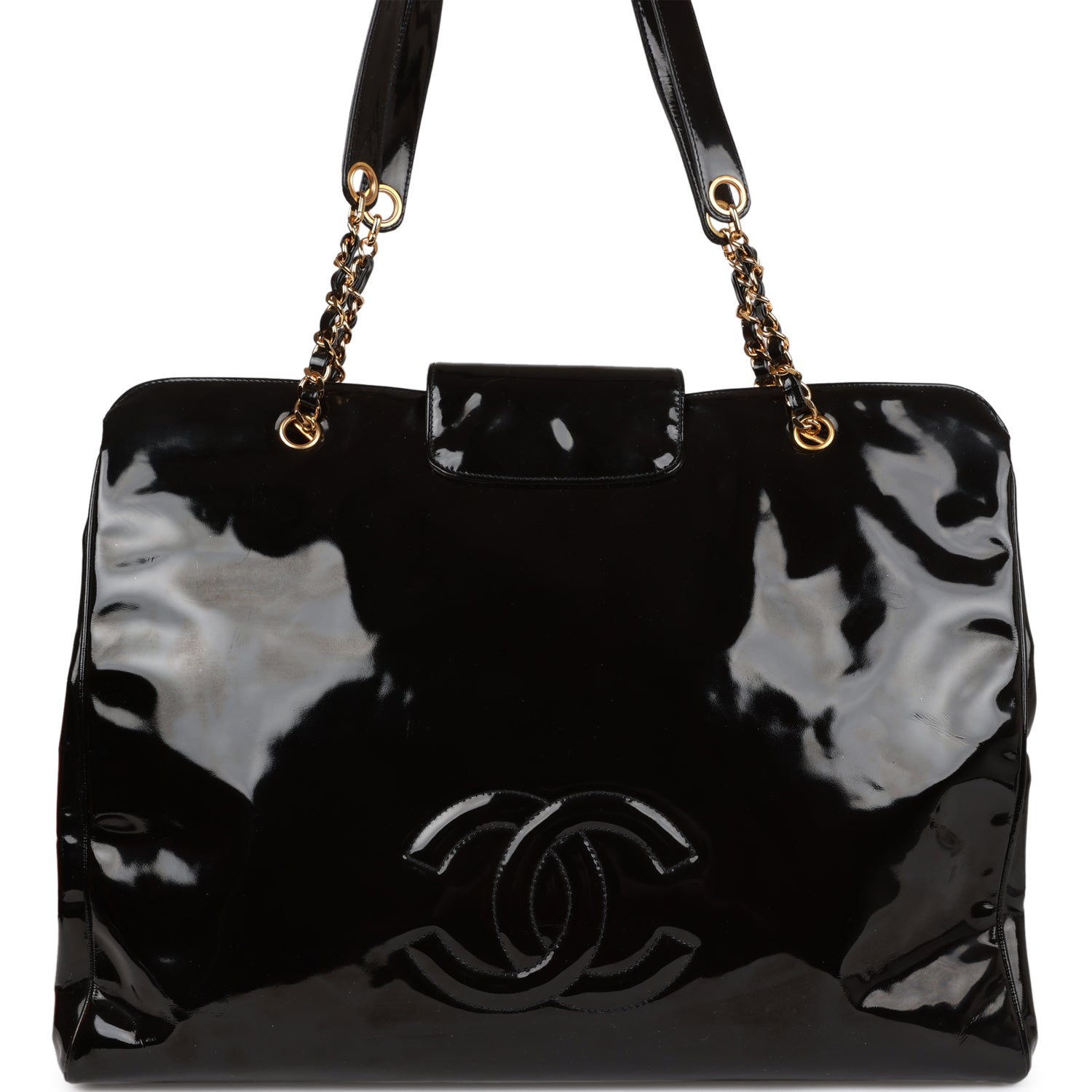 Chanel Supermodel Weekender Tote Bag Black Patent Gold Hardware